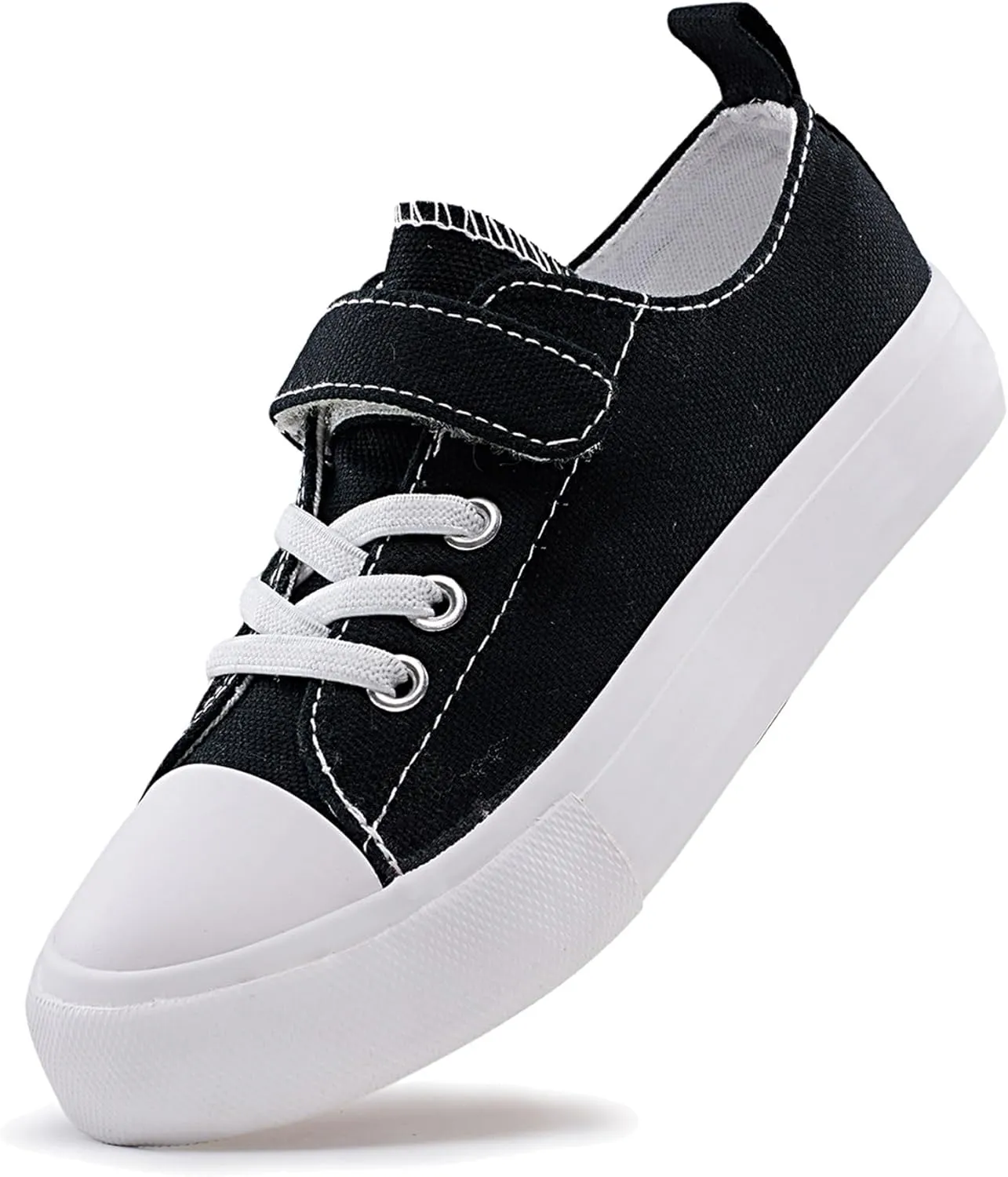Kids Canvas Sneakers for Boys Girls Lace-up Canvas Shoes Low Top Toddler Walking Shoes Casual Lightweight Adjustable Strap Big Kid Running Sneakers