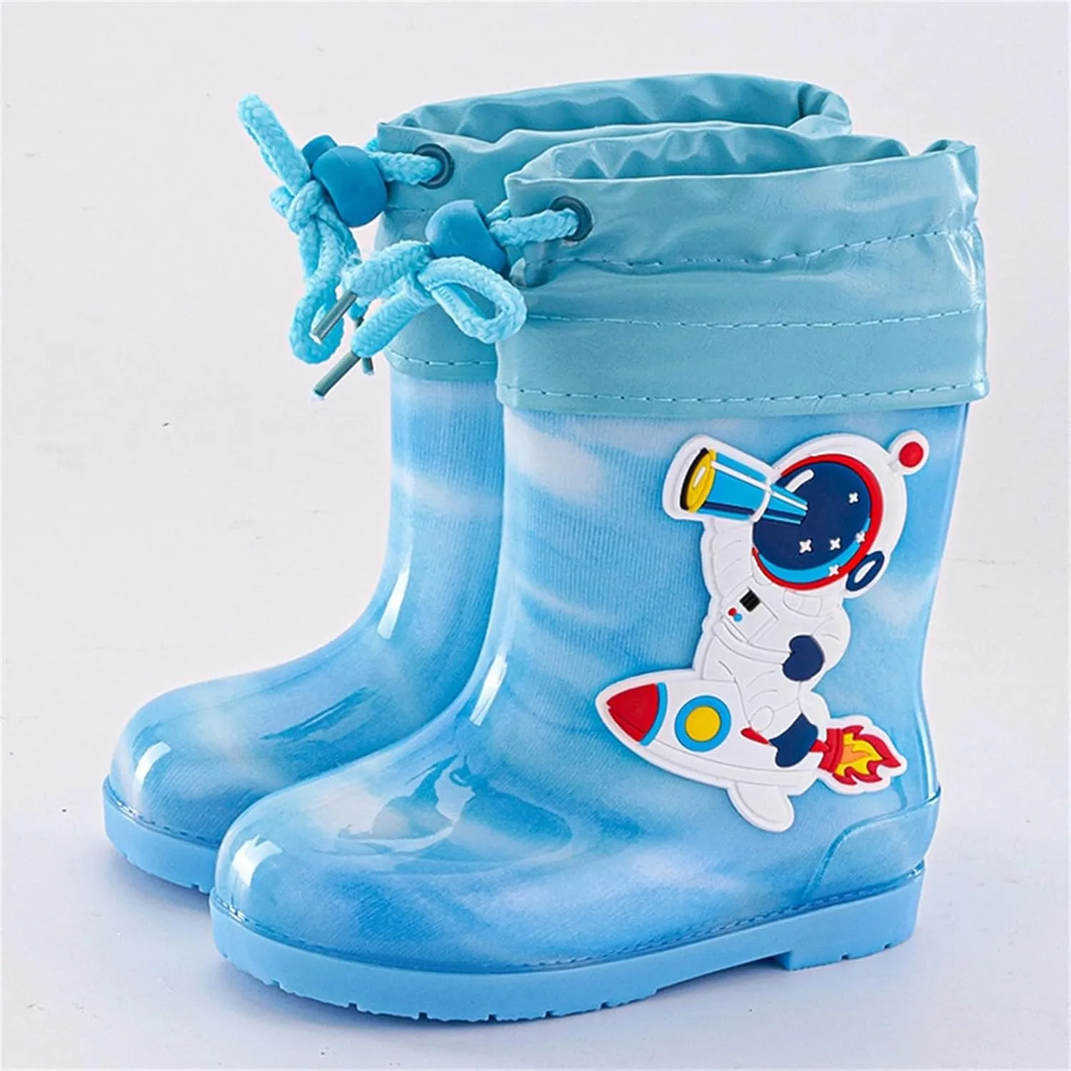 Kids Rain Boots for Boys Girls Toddler ??artoon Soft Rubber Water Proof Non Slip Rain Shoes for Bog Herringbone Boots