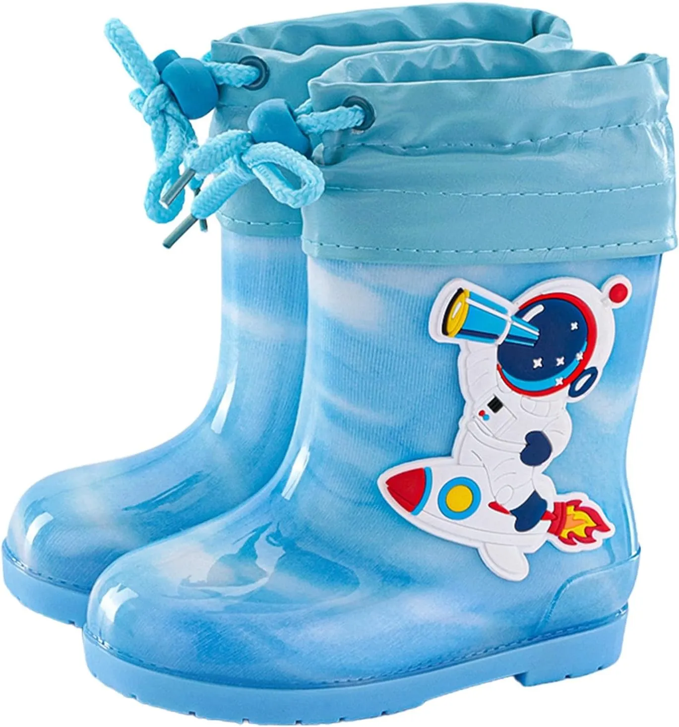 Kids Rain Boots for Boys Girls Toddler ??artoon Soft Rubber Water Proof Non Slip Rain Shoes for Bog Herringbone Boots