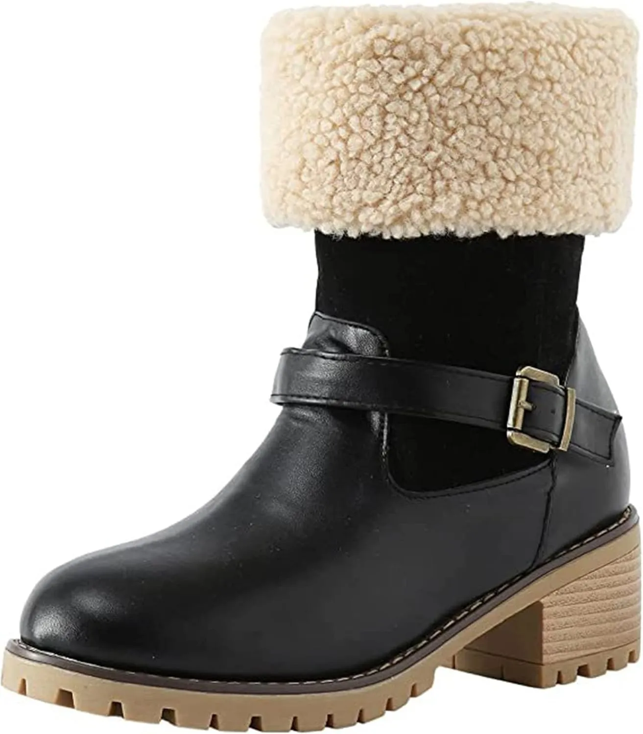 Ladmiple Snow Boots For Women 2023 Trendy Winter Boots Slip on Fur Lined Cold Weather Warm Ankle Booties Mid Calf Shoes