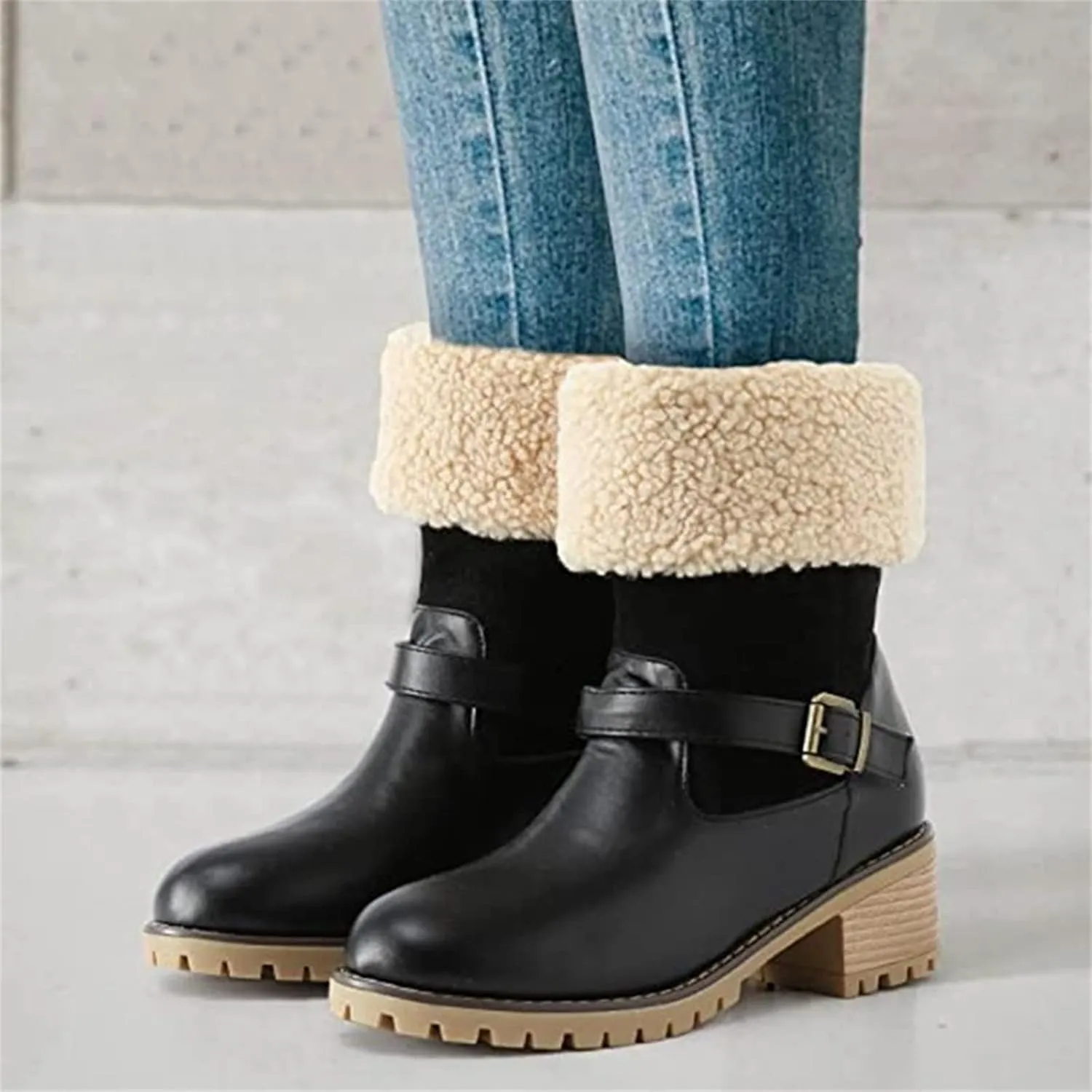 Ladmiple Snow Boots For Women 2023 Trendy Winter Boots Slip on Fur Lined Cold Weather Warm Ankle Booties Mid Calf Shoes