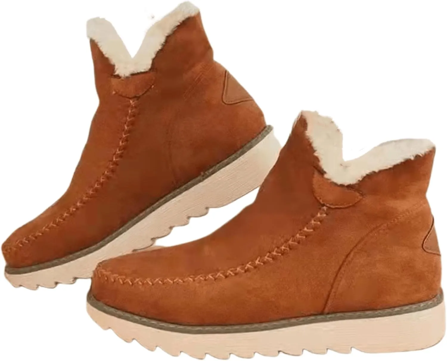Ladmiple Trending Winter Boots For Women 2024 Snow Boots Faux Fur Lined Slip On Ankle Booties Fashion Warm Loafers Shoes