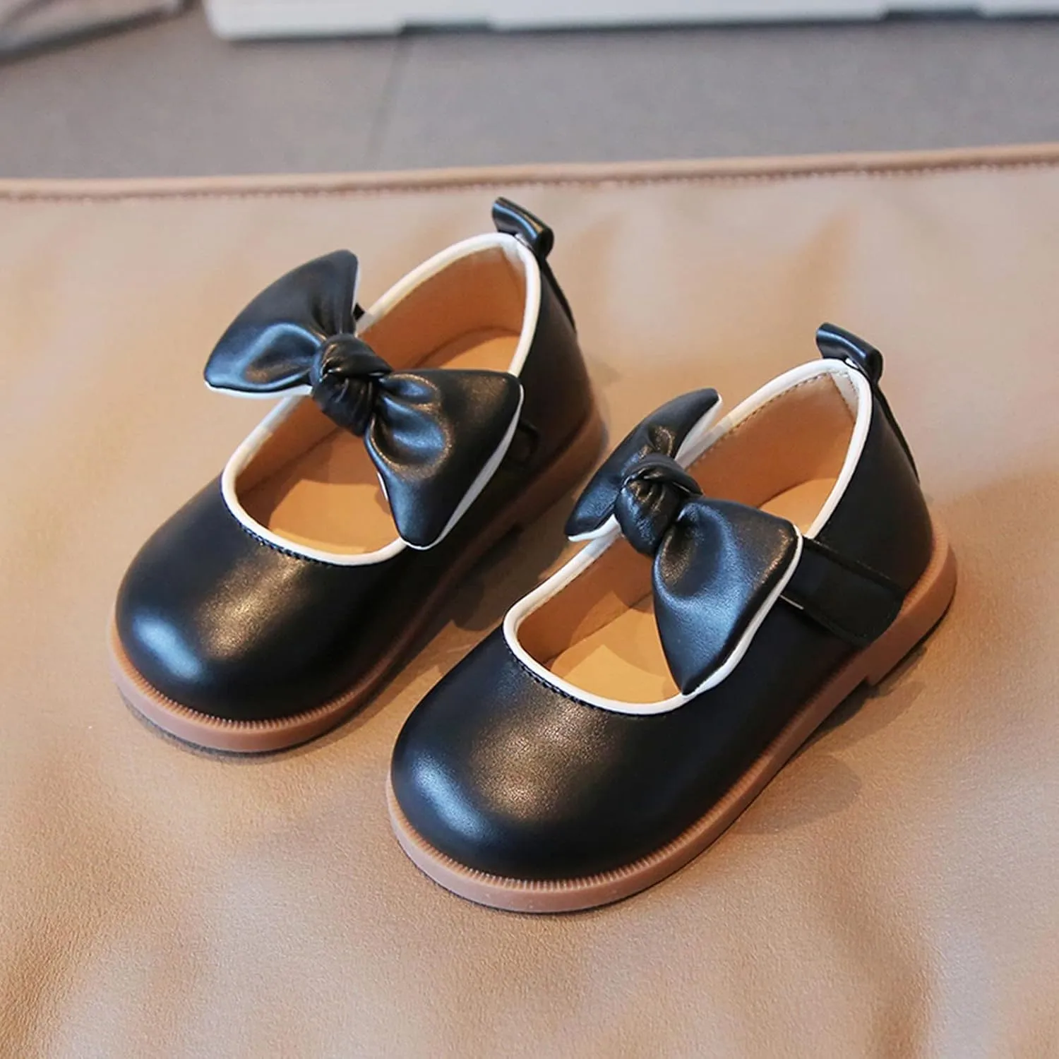 Little Girl Mary Jane Dress Shoes with Bow Flower Girl Shoes Toddler Girl School Uniform Shoes for Wedding Party