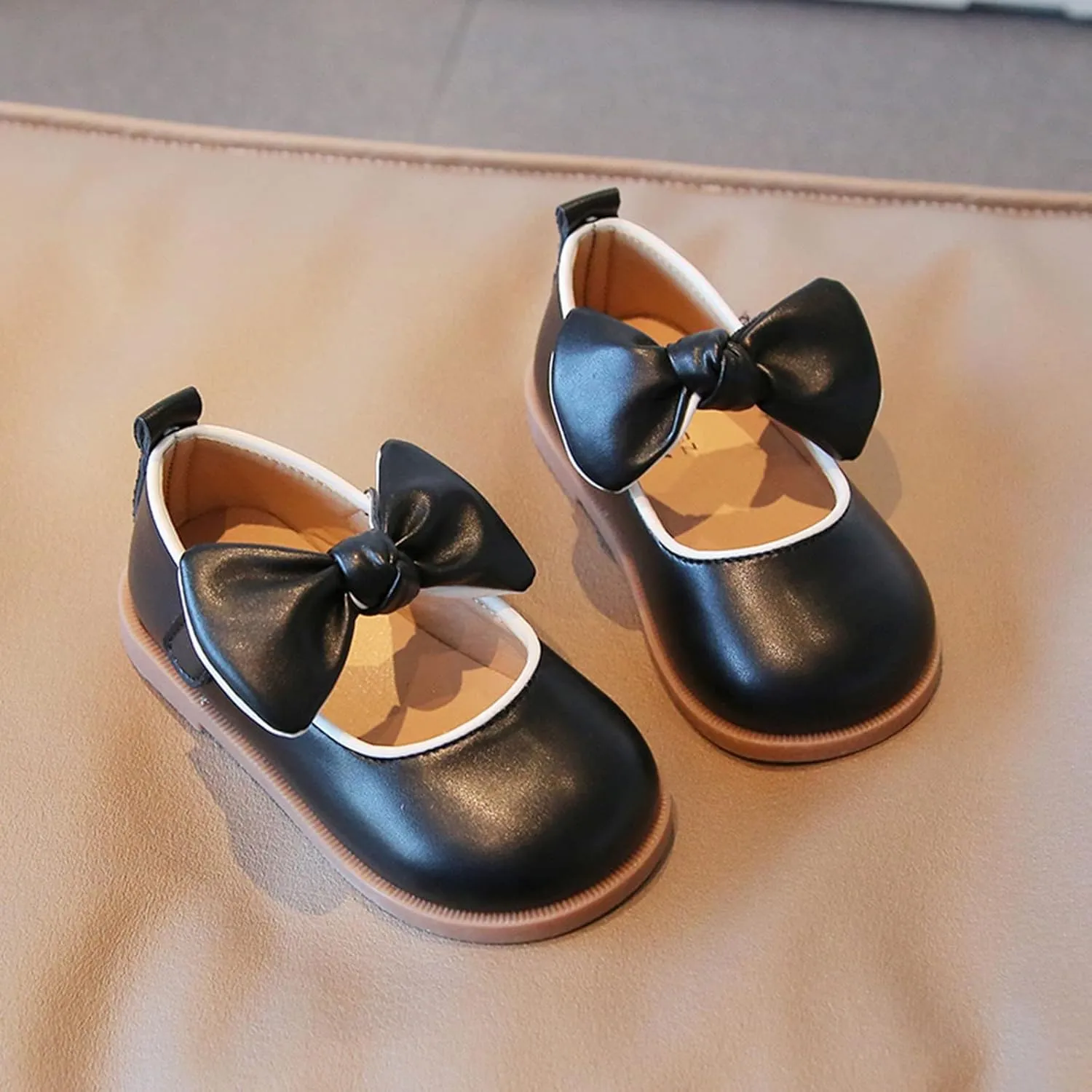 Little Girl Mary Jane Dress Shoes with Bow Flower Girl Shoes Toddler Girl School Uniform Shoes for Wedding Party