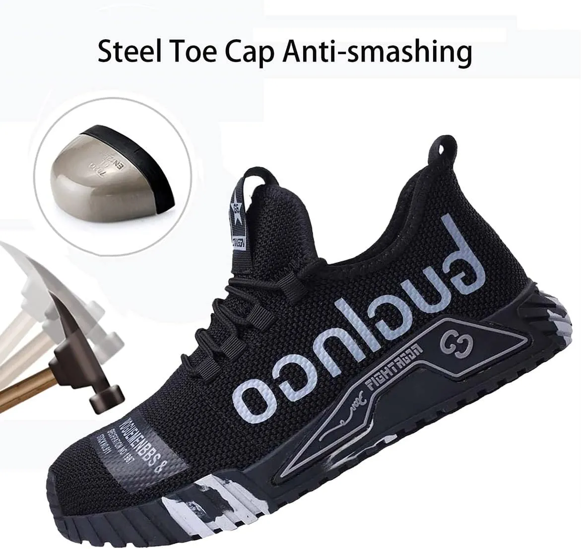 Men Women Indestructible Work Shoes,Lightweight Safety Shoes Slip Resistant Work Sneaker Breathable Puncture Proof Shoes