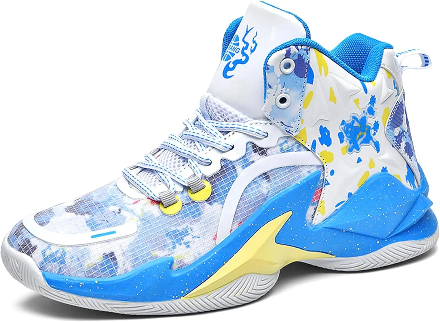 Men's Basketball Shoes Breathable Anti Slip Fashionable Graffiti Training Shoes Outdoor Shoes