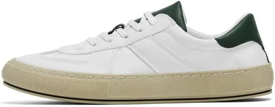 Men's Casual Sneakers Comfortable Lightweight Leather Low Top Non-Slip Skate Shoes Lace-up Walking Shoes