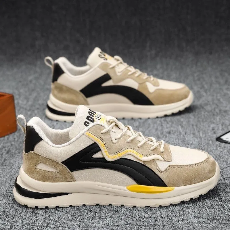 Men's Fashion Street Style Colorful Block Skate Shoes, Comfortable Non-Slip Casual Lace-Up Sneakers for Men's Outdoor Activities
