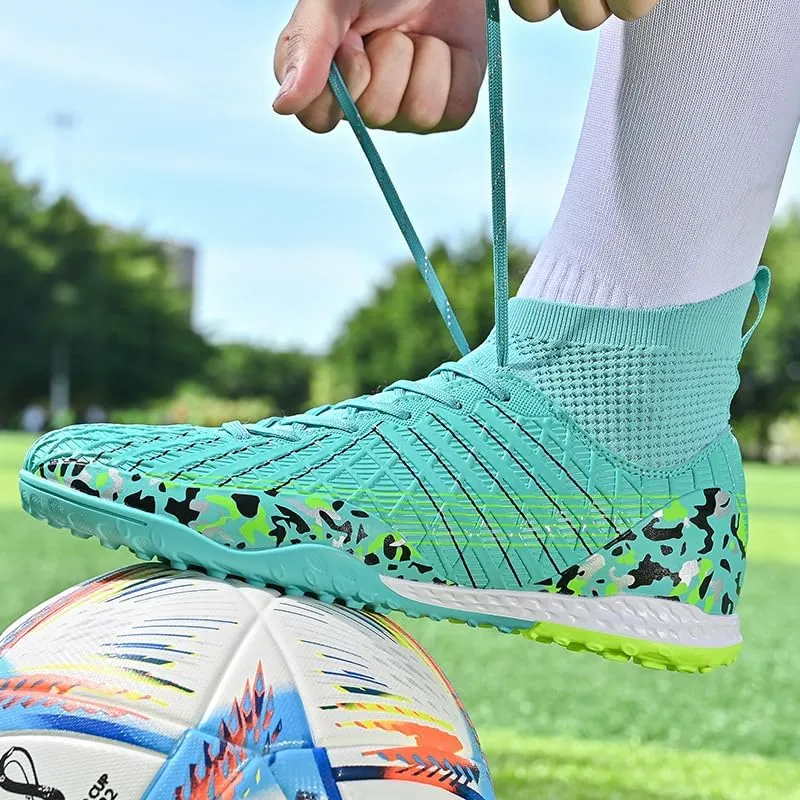 Men's Football Boots TF Futsal Shoes Tennis Sneakers high top Breathable Football Shoes