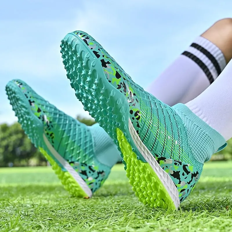 Men's Football Boots TF Futsal Shoes Tennis Sneakers high top Breathable Football Shoes