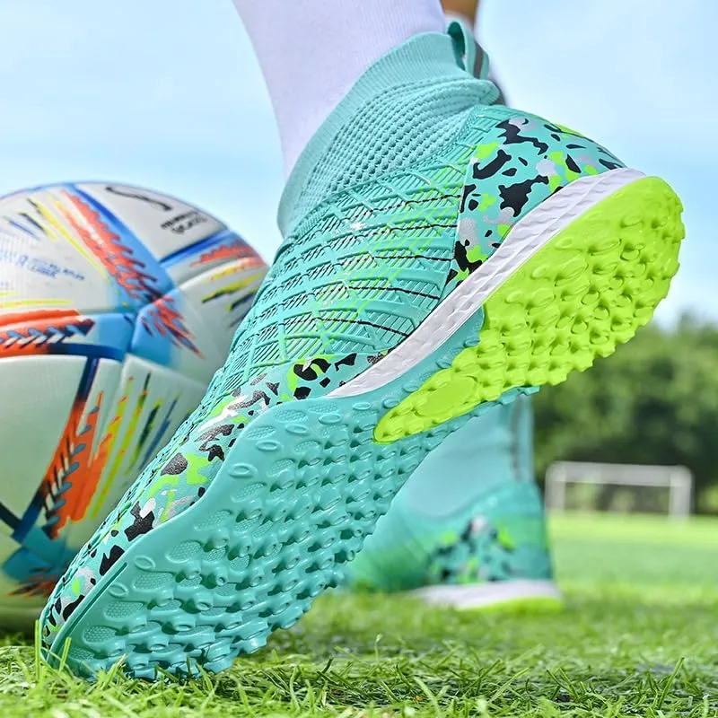 Men's Football Boots TF Futsal Shoes Tennis Sneakers high top Breathable Football Shoes