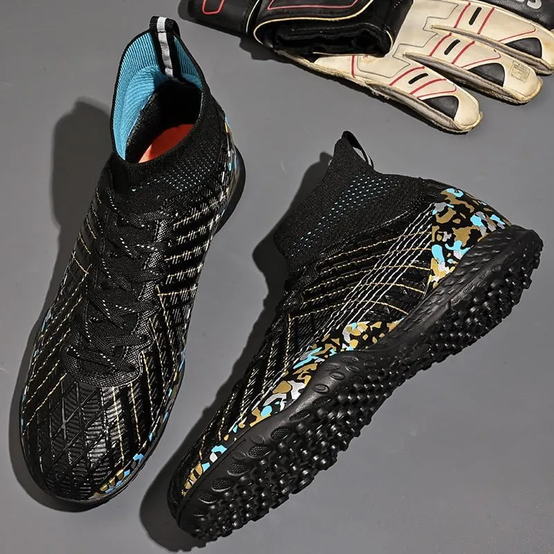Men's Football Boots TF Futsal Shoes Tennis Sneakers high top Breathable Football Shoes