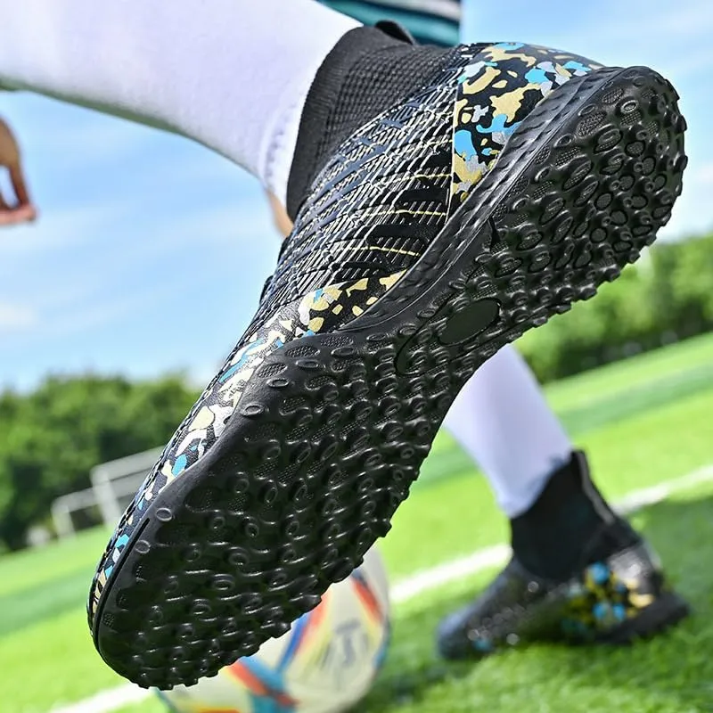Men's Football Boots TF Futsal Shoes Tennis Sneakers high top Breathable Football Shoes