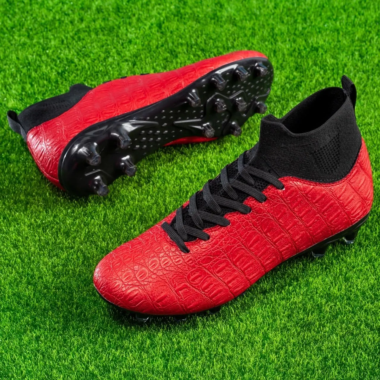 Men's High-Top Soccer Cleats for Youth & Kids ?C Lightweight Football Cleats for Firm Ground & Turf ?C Durable Training Futsal Shoes, Athletic Boys' Football Shoes for Indoor & Outdoor Play