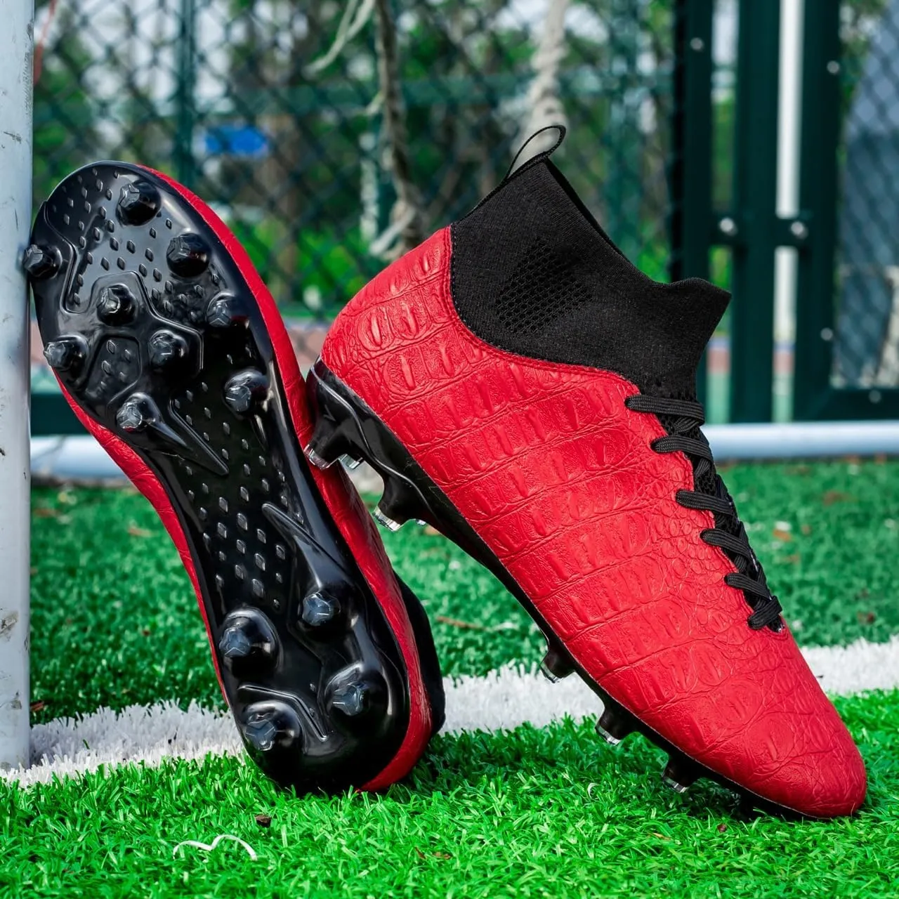 Men's High-Top Soccer Cleats for Youth & Kids ?C Lightweight Football Cleats for Firm Ground & Turf ?C Durable Training Futsal Shoes, Athletic Boys' Football Shoes for Indoor & Outdoor Play