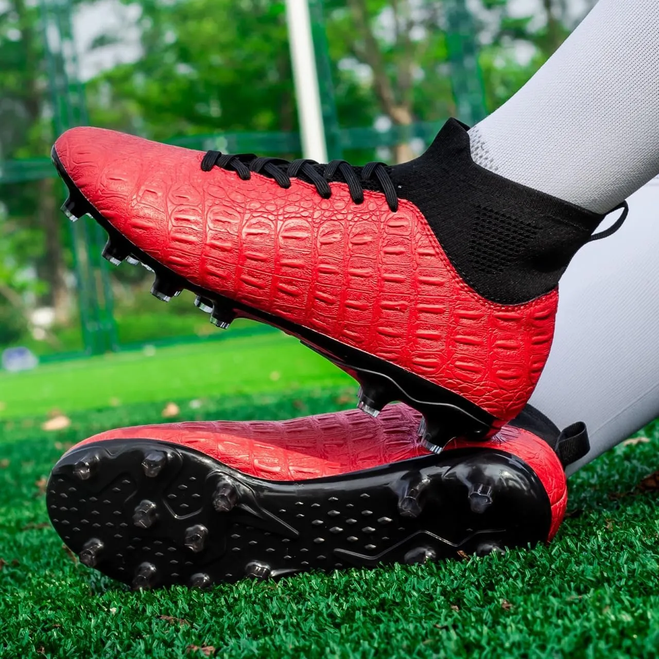 Men's High-Top Soccer Cleats for Youth & Kids ?C Lightweight Football Cleats for Firm Ground & Turf ?C Durable Training Futsal Shoes, Athletic Boys' Football Shoes for Indoor & Outdoor Play