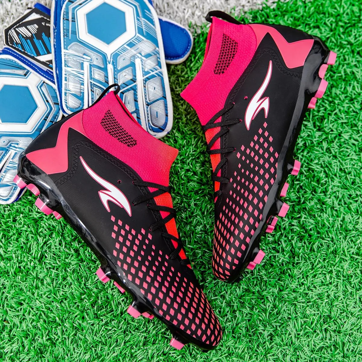 Men's Professional Competition Soccer Shoes, Protective, wear-Resistant, high top, Breathable Football Shoes