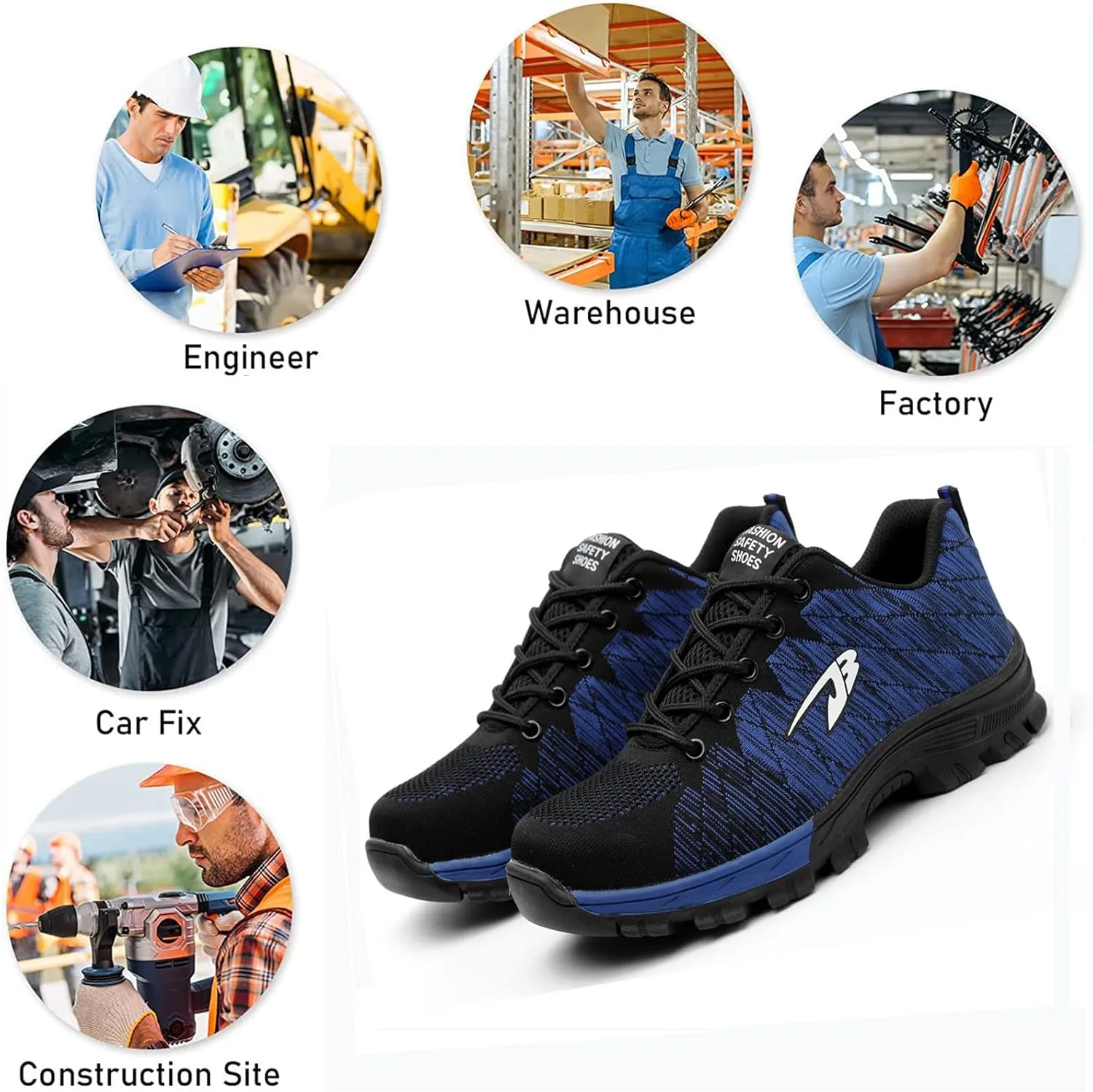 Men's Safety Toe Athletic Work Shoe,Lightweight Safety Shoes Slip Resistant Work Sneaker Breathable Puncture Proof Shoes,