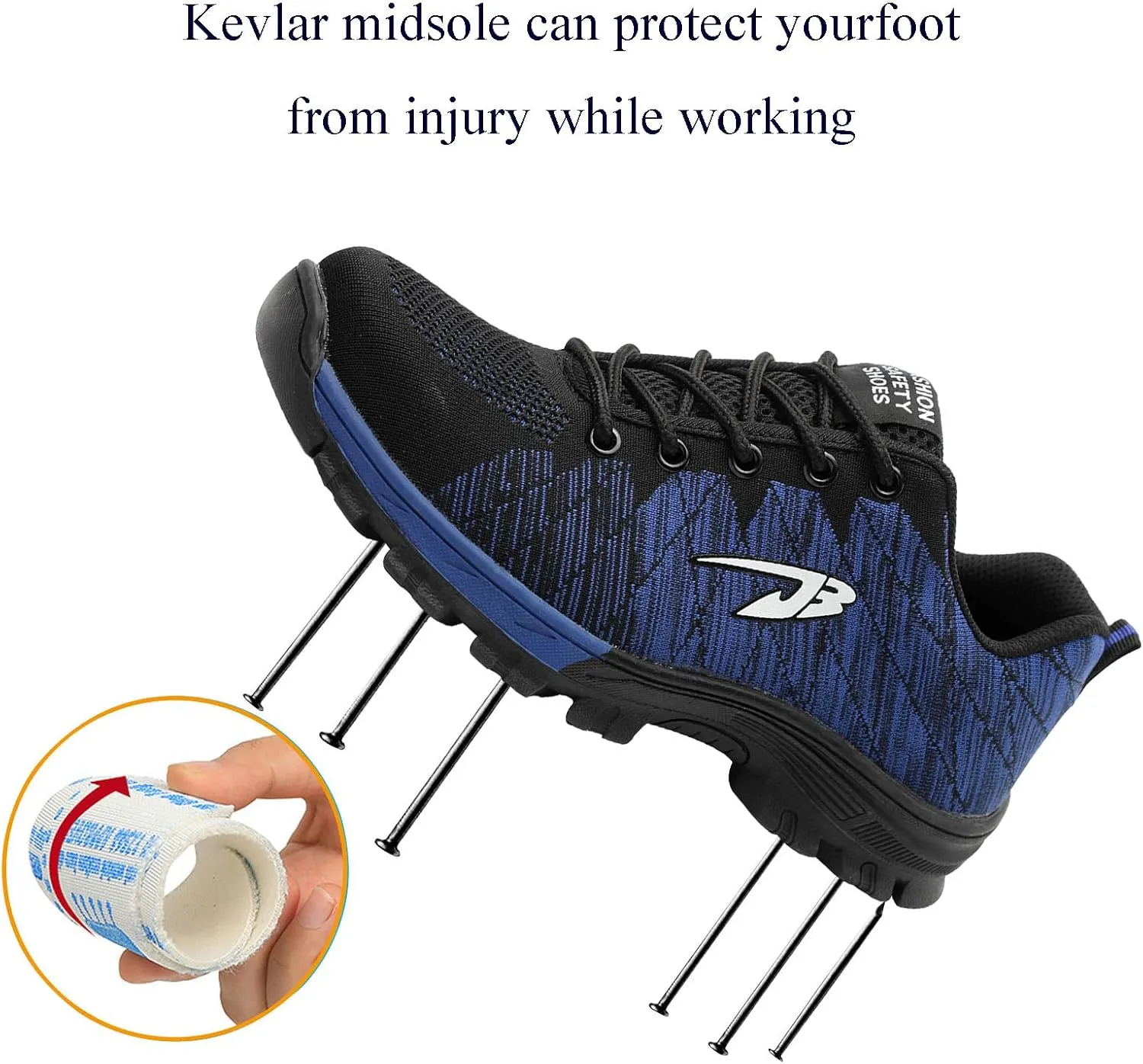 Men's Safety Toe Athletic Work Shoe,Lightweight Safety Shoes Slip Resistant Work Sneaker Breathable Puncture Proof Shoes,