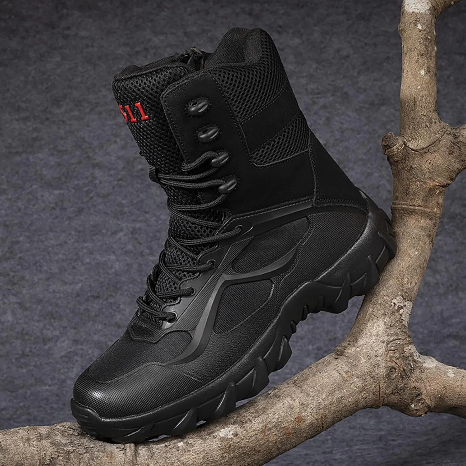 Men's Snow Boots Fully Fur Lined Mid Calf Winter Boots Lace Up Waterproof Non Slip Outdoor Lightweight Ankle Boots Work Trekking Hiking Boot