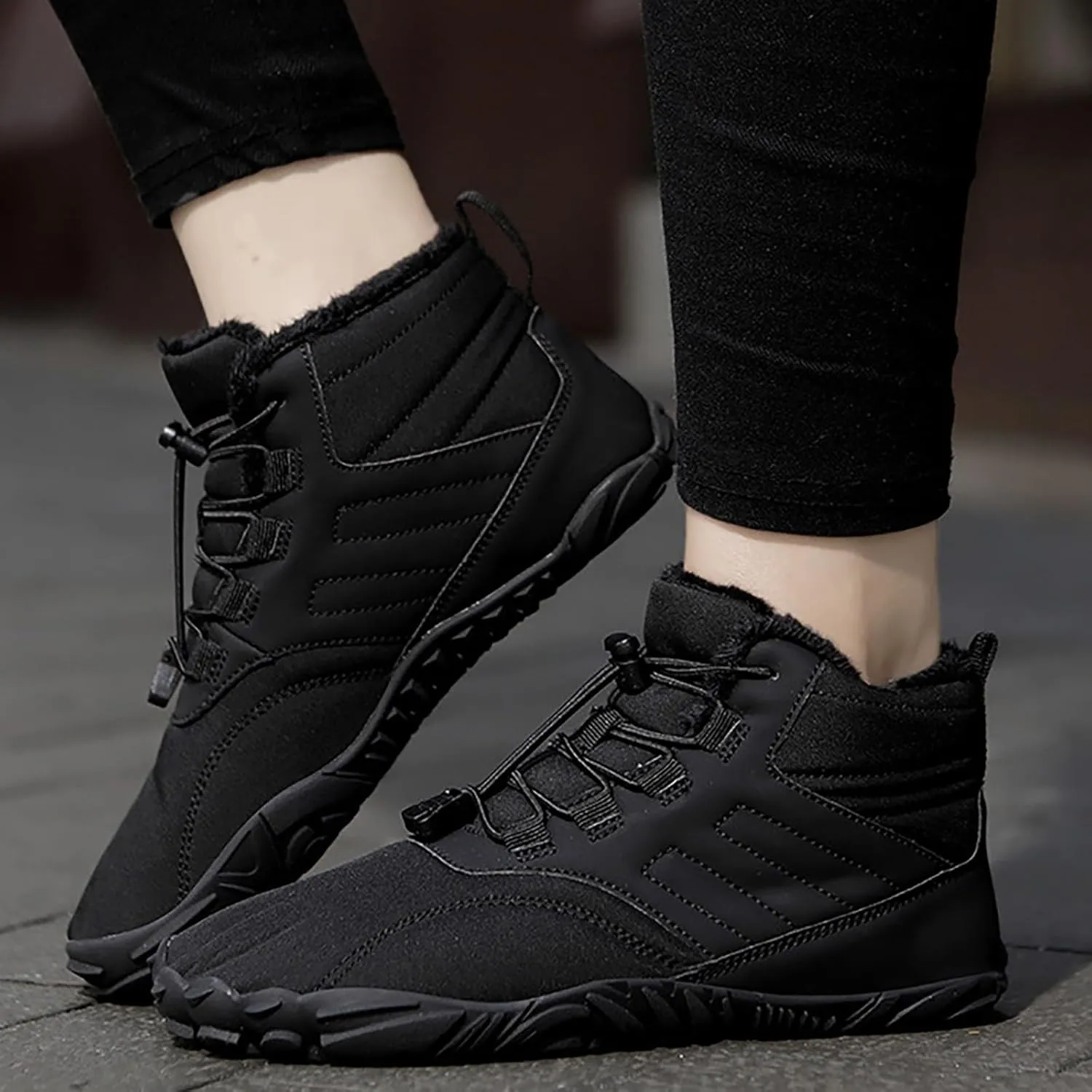 Mens Snow Boots Warm Fur Lined Winter Boots Lace Up Waterproof Non Slip Outdoor Lightweight Ankle Boots Work Trekking Hiking Boot