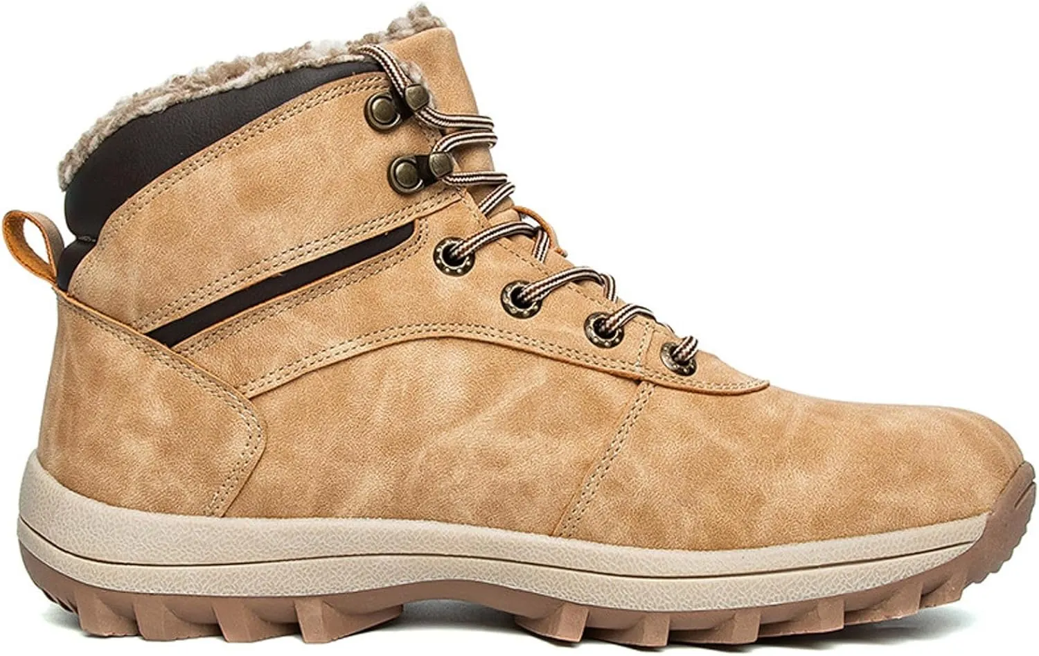 Mens Snow Boots Waterproof Warm Furry Lined Winter Boots Lace Up Sneakers Cold Weather Anti-Slip Ankle Boots Comfortable Slip on Hiking Walking Shoes Sneakers