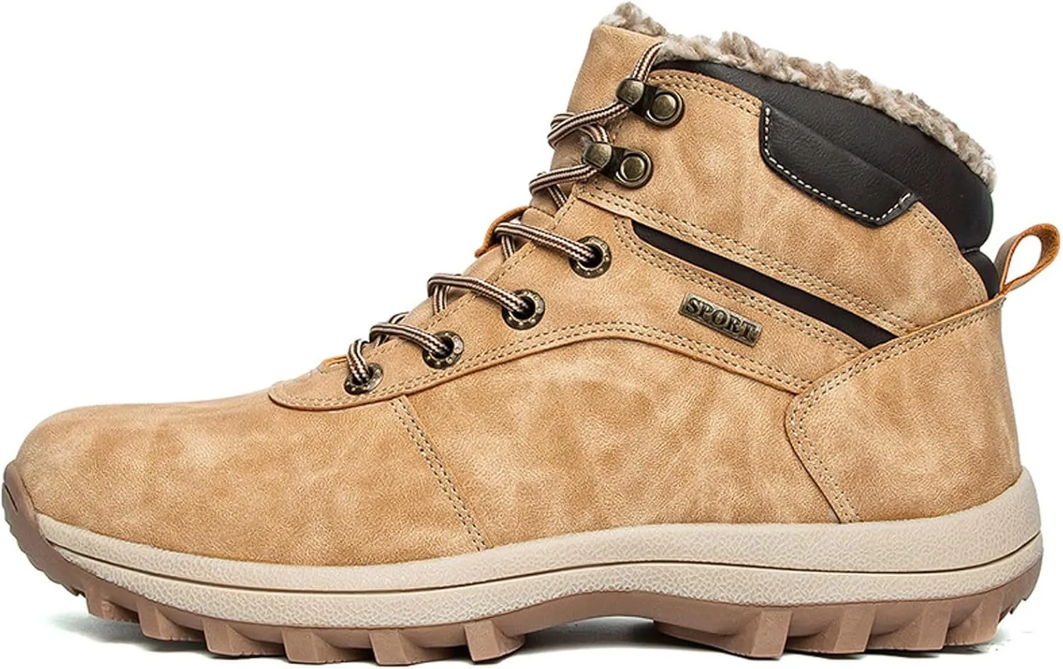 Mens Snow Boots Waterproof Warm Furry Lined Winter Boots Lace Up Sneakers Cold Weather Anti-Slip Ankle Boots Comfortable Slip on Hiking Walking Shoes Sneakers