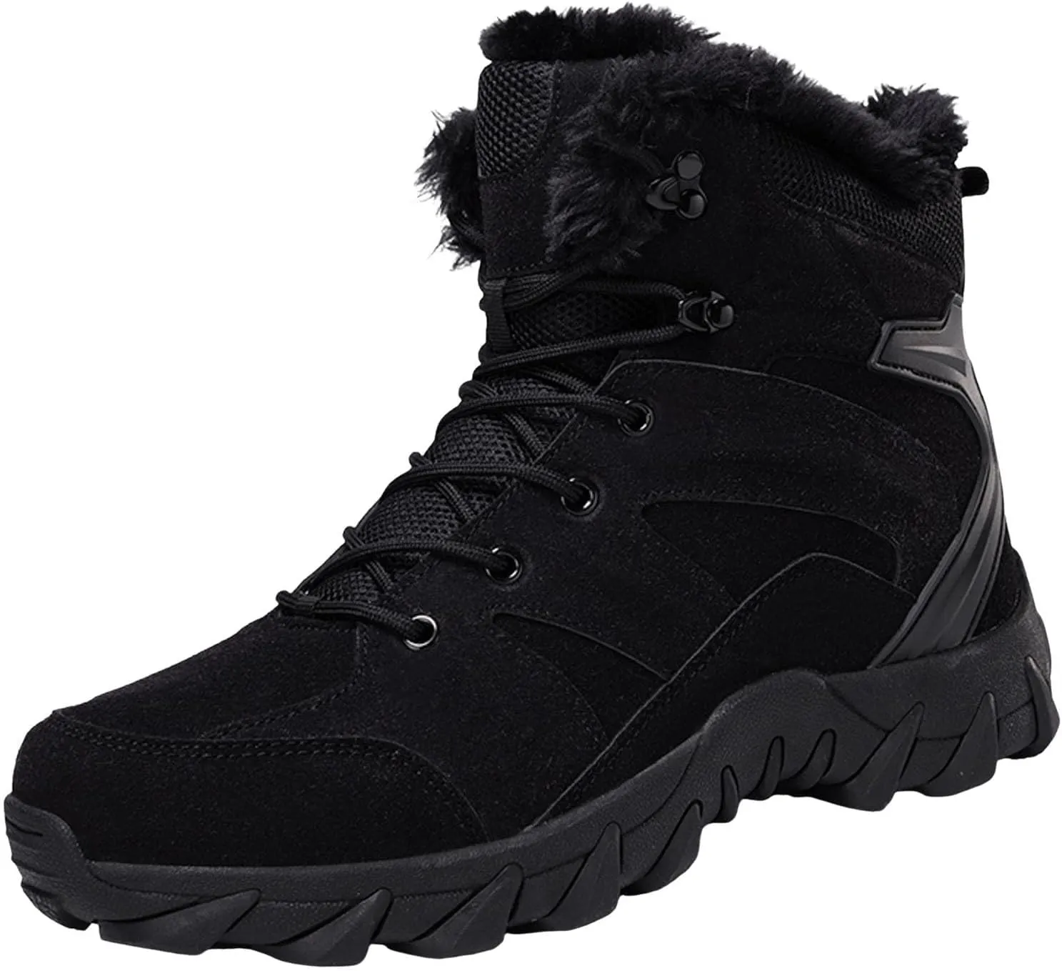 Mens Snow Boots Waterproof Winter Boots Lace Up Non Slip Warm Fur Booties Winter Casual Slip on Ankle Boots Thickening Winter Shoes Walking Hiking Boots