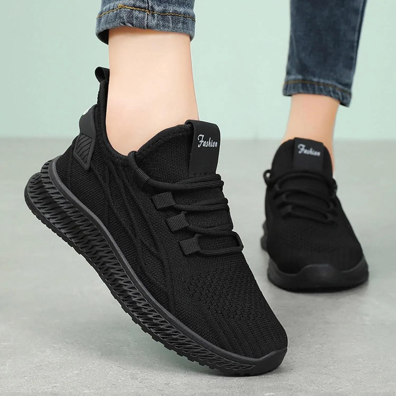 Mesh Slip On Black Non Slip Shoes for Women, Work Shoes & Restaurant Sneakers - Comfortable Gym Workout Work