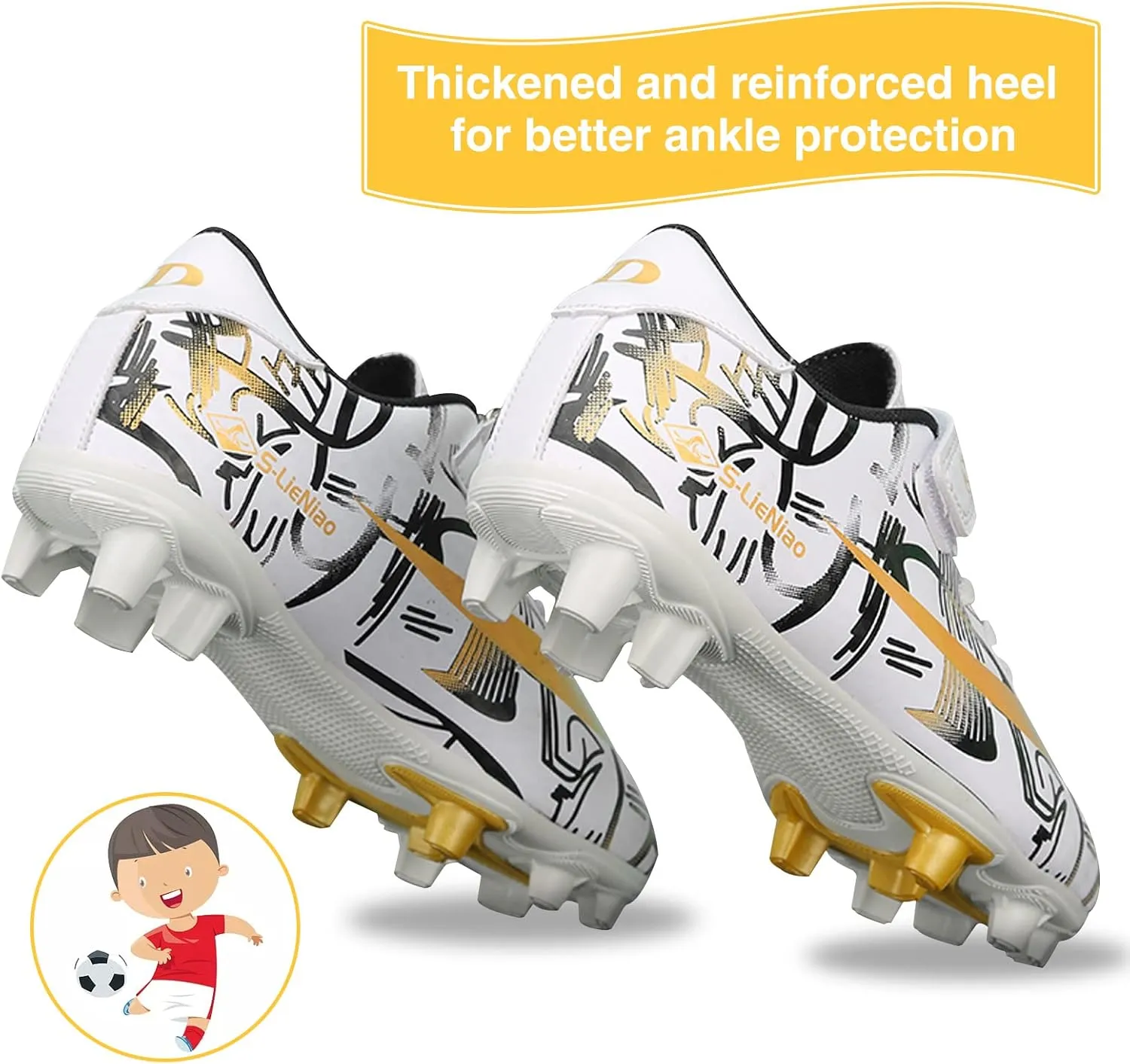 Mnplciea Kids Soccer Cleats Boys Girls Athletic Football Shoes Teenager Outdoor Indoor Anti-SlipTurf Soccer Shoes