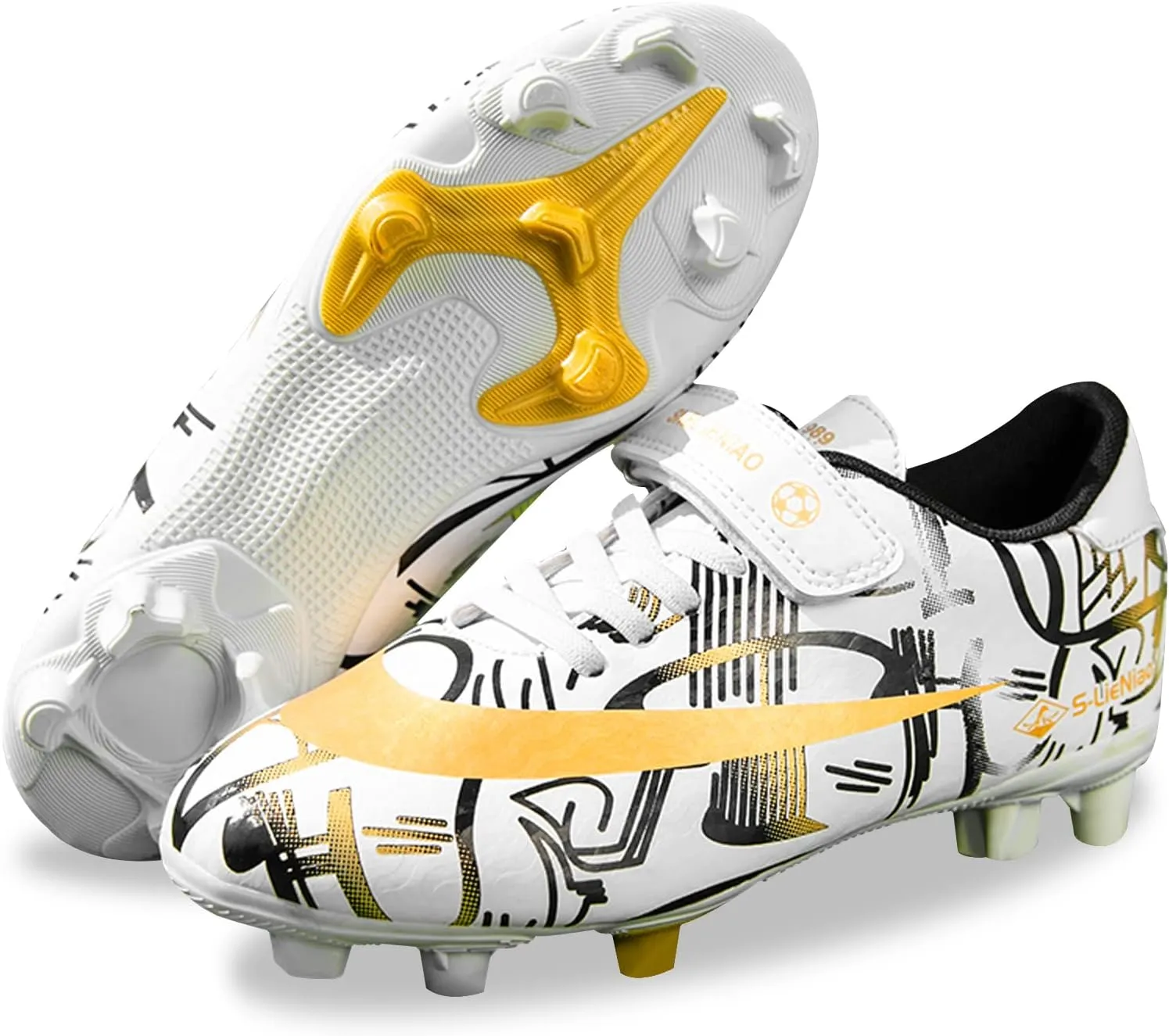 Mnplciea Kids Soccer Cleats Boys Girls Athletic Football Shoes Teenager Outdoor Indoor Anti-SlipTurf Soccer Shoes