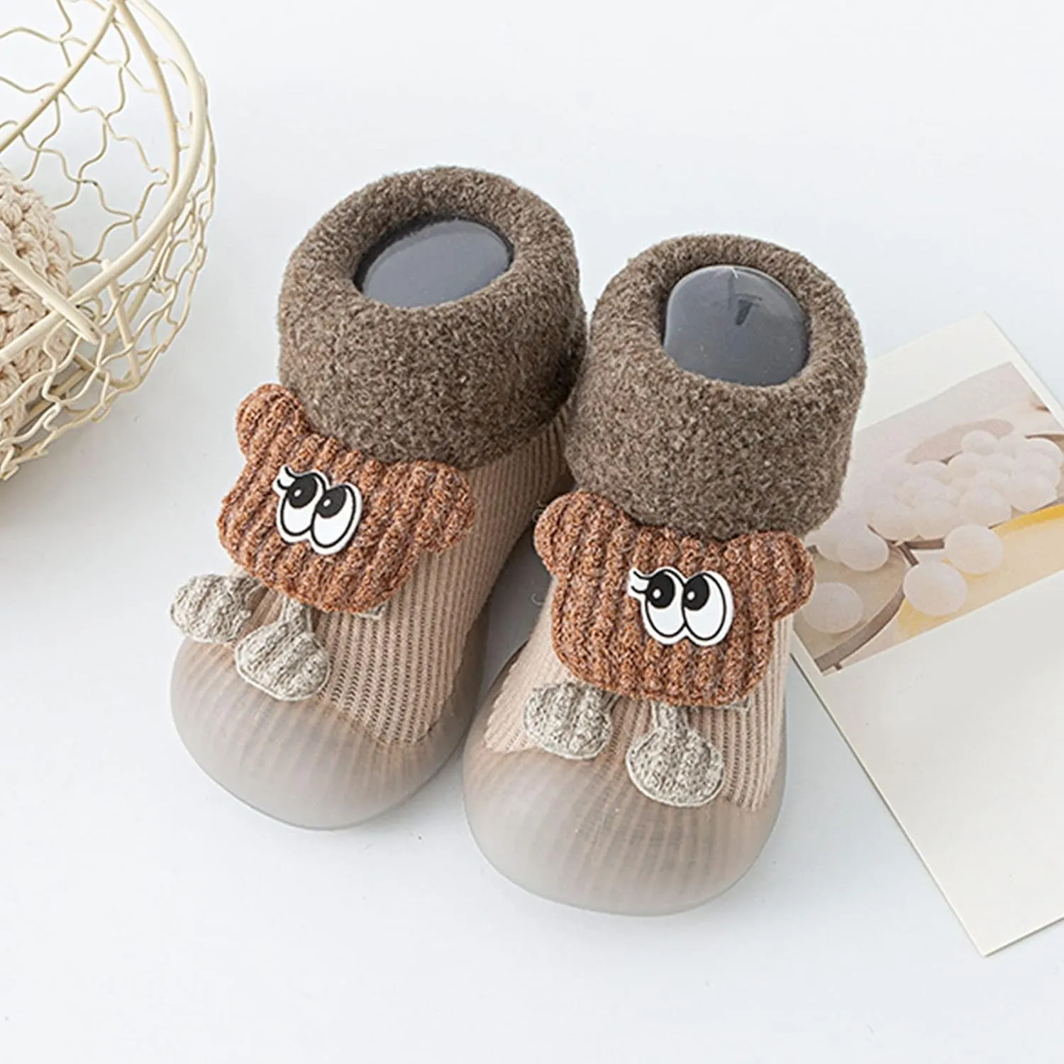 Newborn Shoes for Girls,Boys Girl Cartoon Socks Shoes Toddler Fleece WarmThe Floor Socks Non Slip Prewalker Kids Shoes
