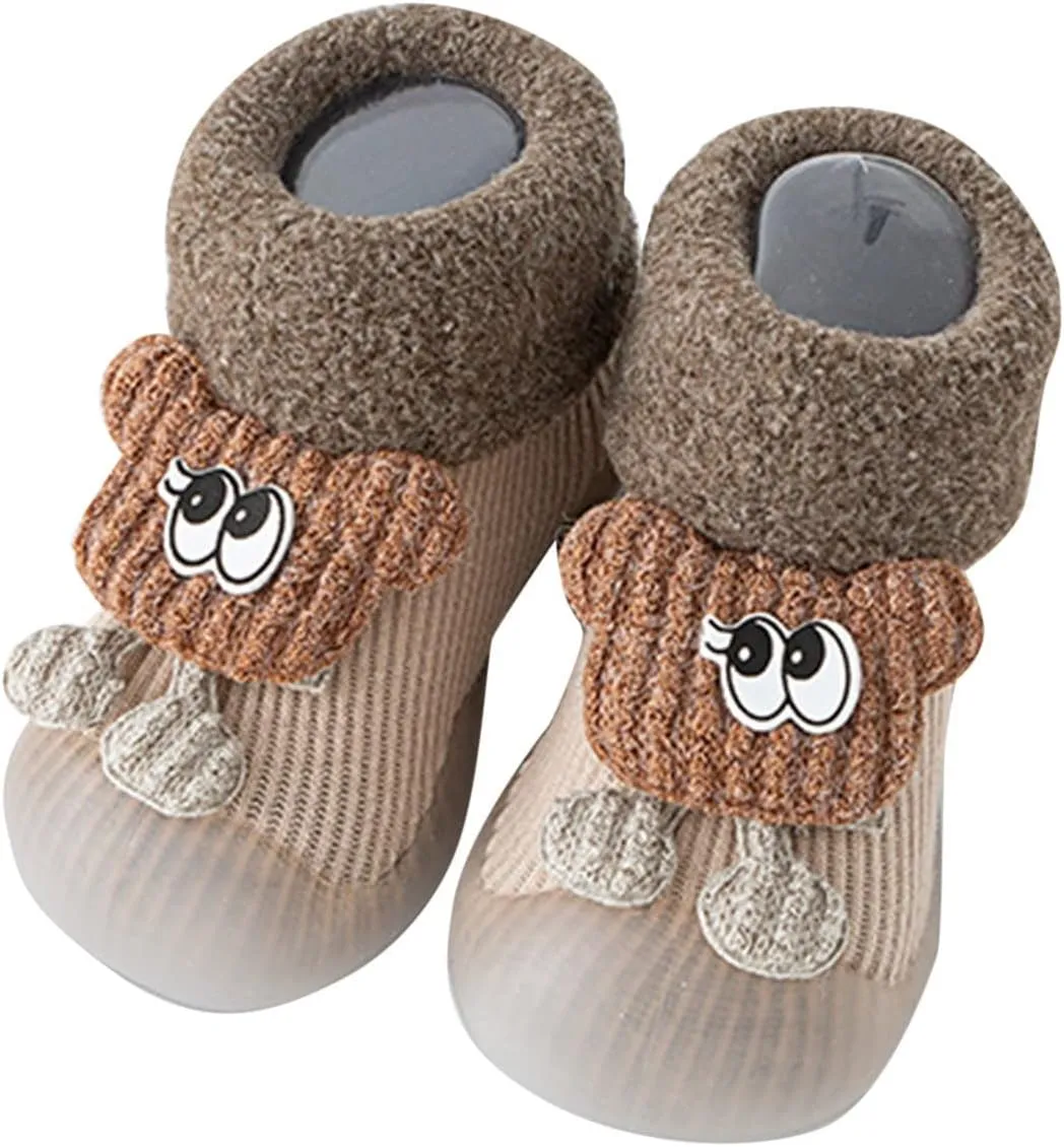 Newborn Shoes for Girls,Boys Girl Cartoon Socks Shoes Toddler Fleece WarmThe Floor Socks Non Slip Prewalker Kids Shoes
