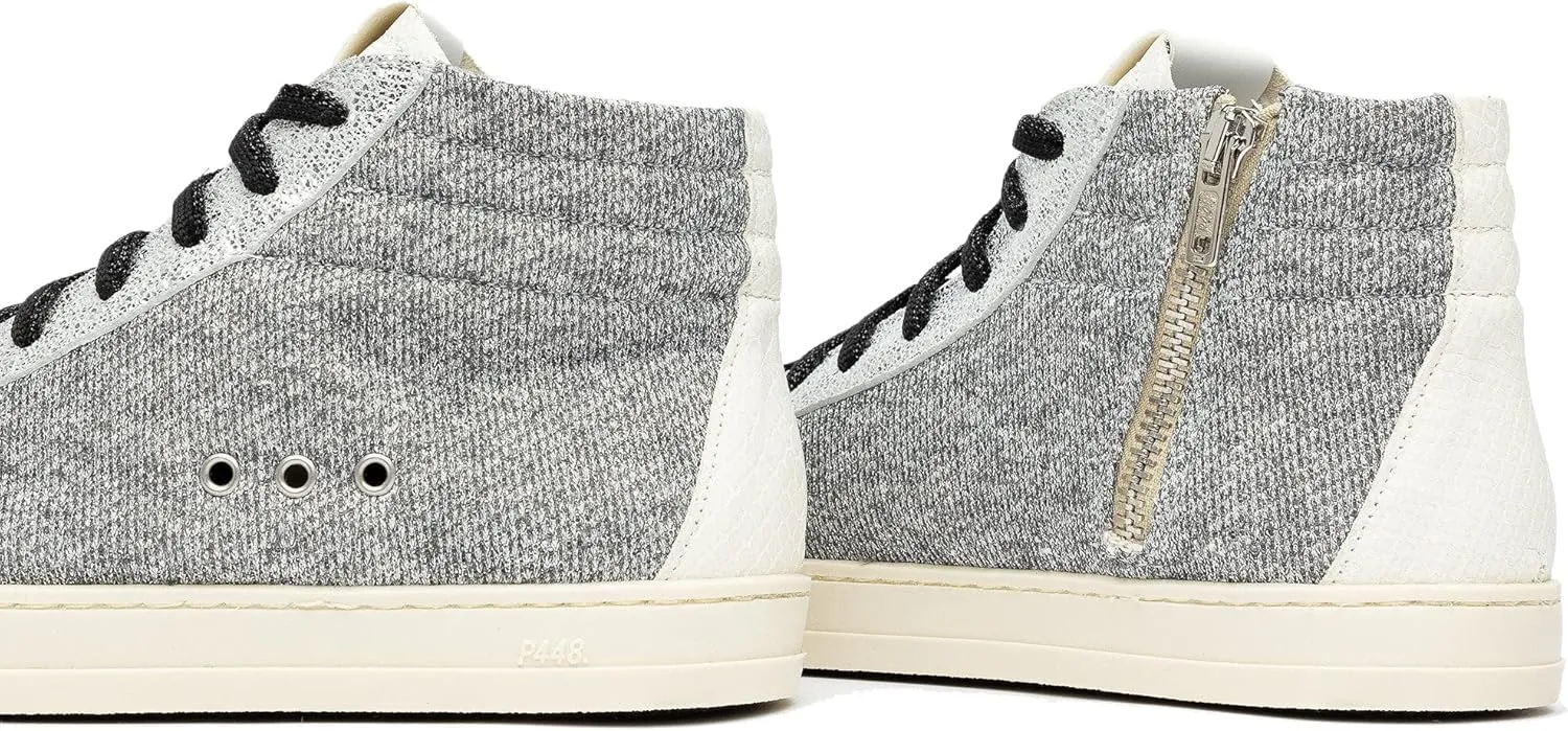 P448 Women's Skate White/Gravel Leather High-Top Italian Sneaker