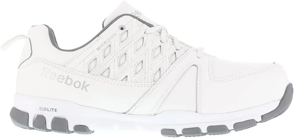Reebok Work Men's Athletic Steel Shoe White RB4443 Sublite Work Safety Toe