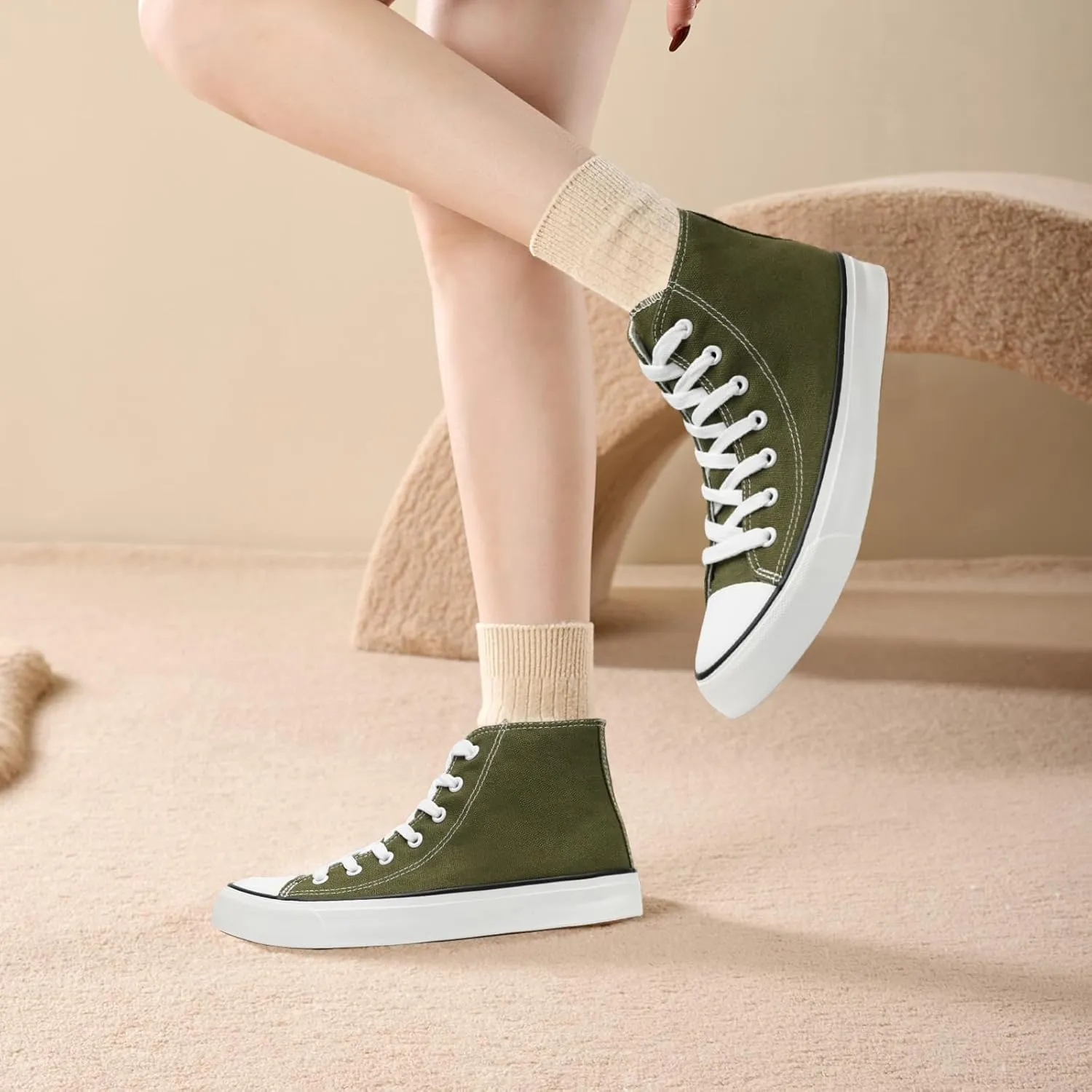 rosyclo Canvas Shoes for Women and Men, High Top Canvas Sneakers Fashion Lace Up Comfortable Womens Classic Casual Tennis Walking Shoes