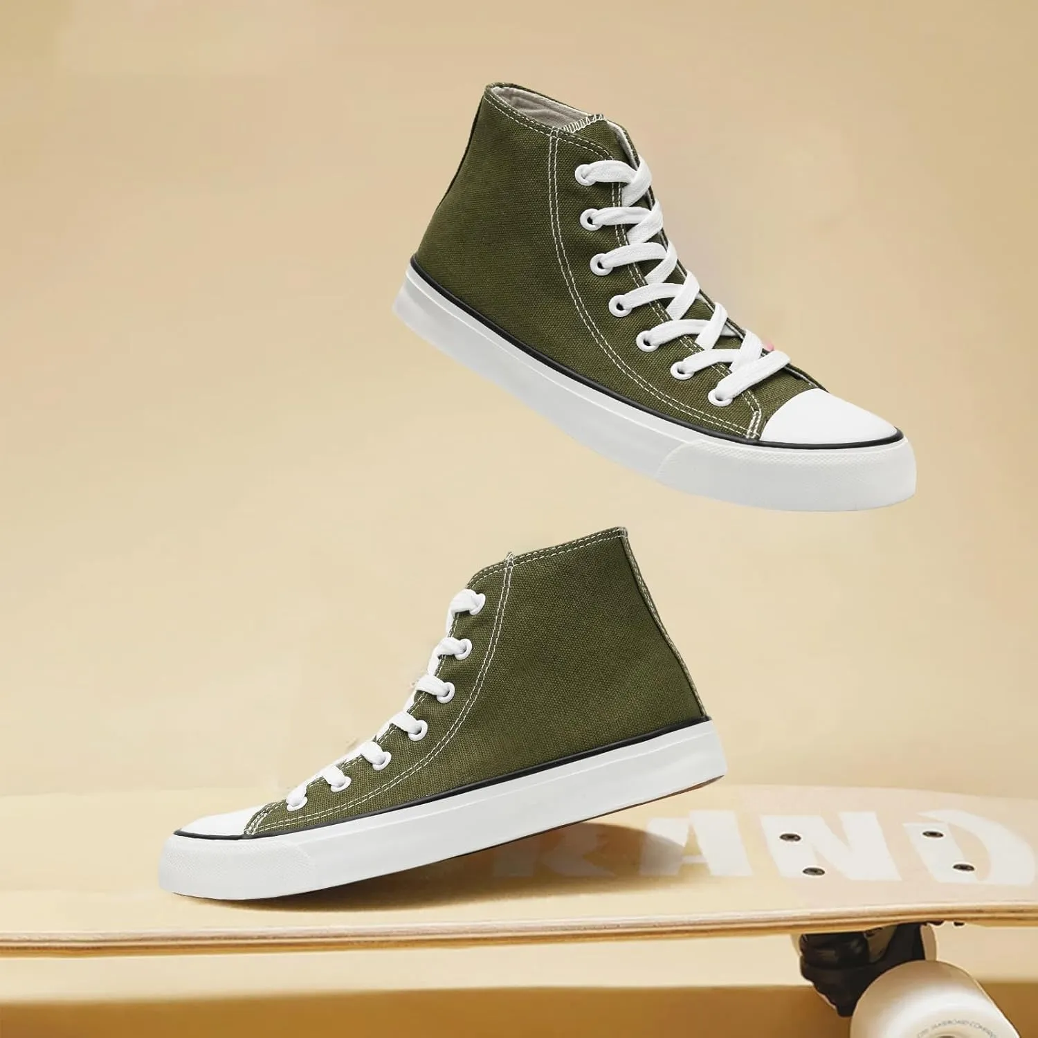 rosyclo Canvas Shoes for Women and Men, High Top Canvas Sneakers Fashion Lace Up Comfortable Womens Classic Casual Tennis Walking Shoes