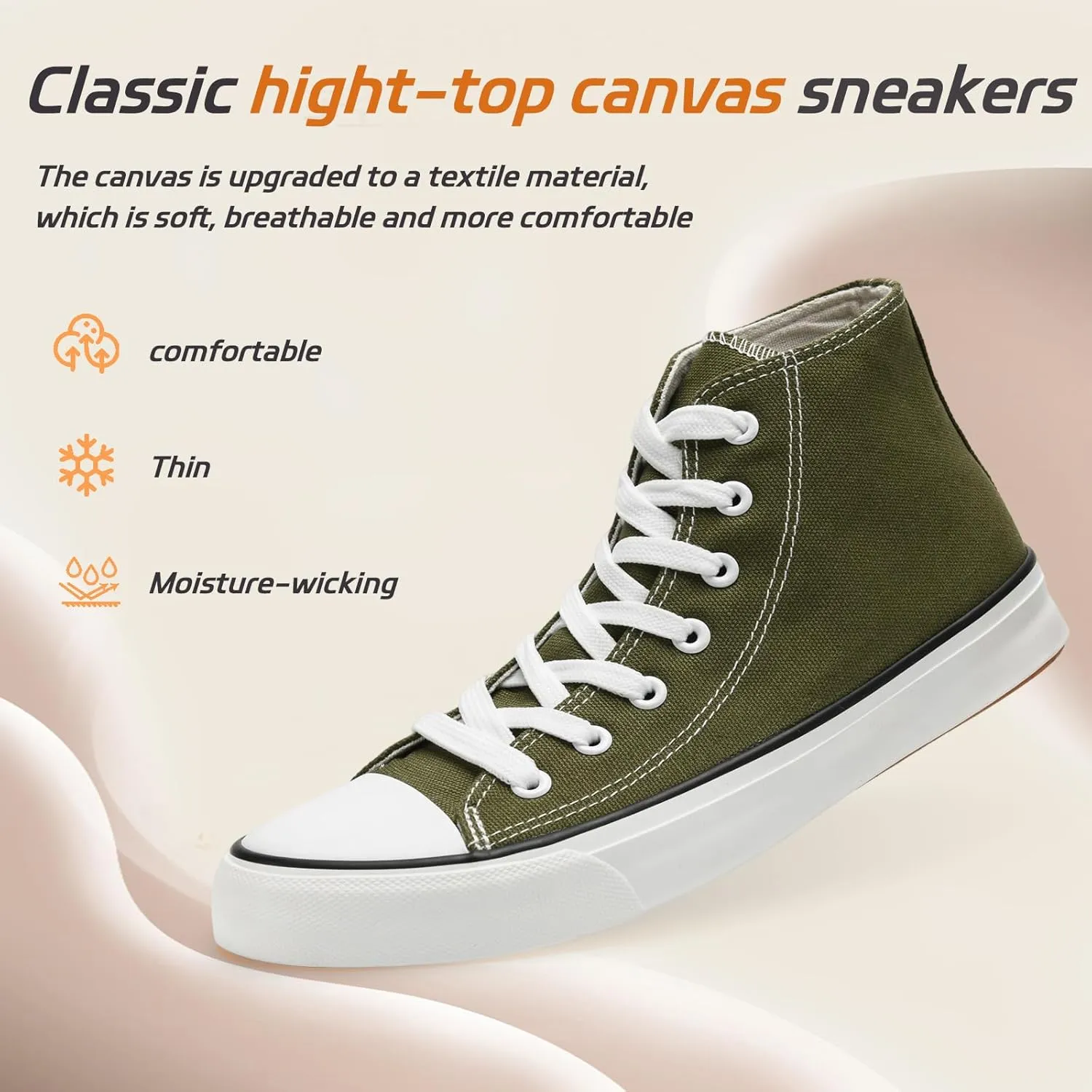 rosyclo Canvas Shoes for Women and Men, High Top Canvas Sneakers Fashion Lace Up Comfortable Womens Classic Casual Tennis Walking Shoes
