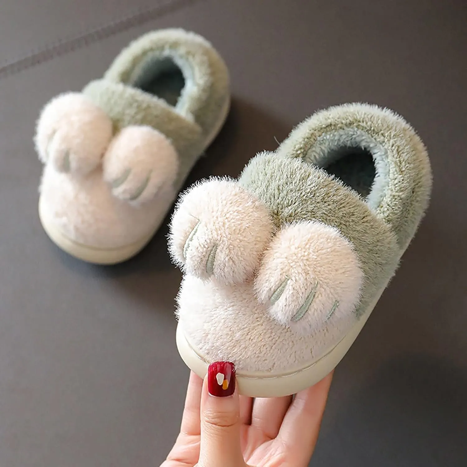 sfdgfhyf Boys Cute Slippers Bedroom Slippers for Kids Cotton Slippers Girls Boys Slippers Memory (Green, 10-10.5 Years Big Kids)