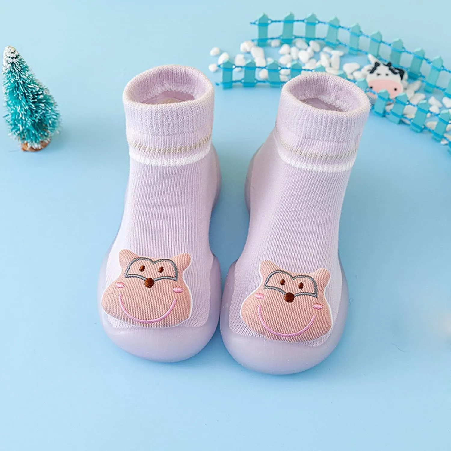 Shoes for Girls, 0-3 Years Infant Boys Girls Cute Cartoon Socks Shoes Non Slip First Walking Shoes Black Boots