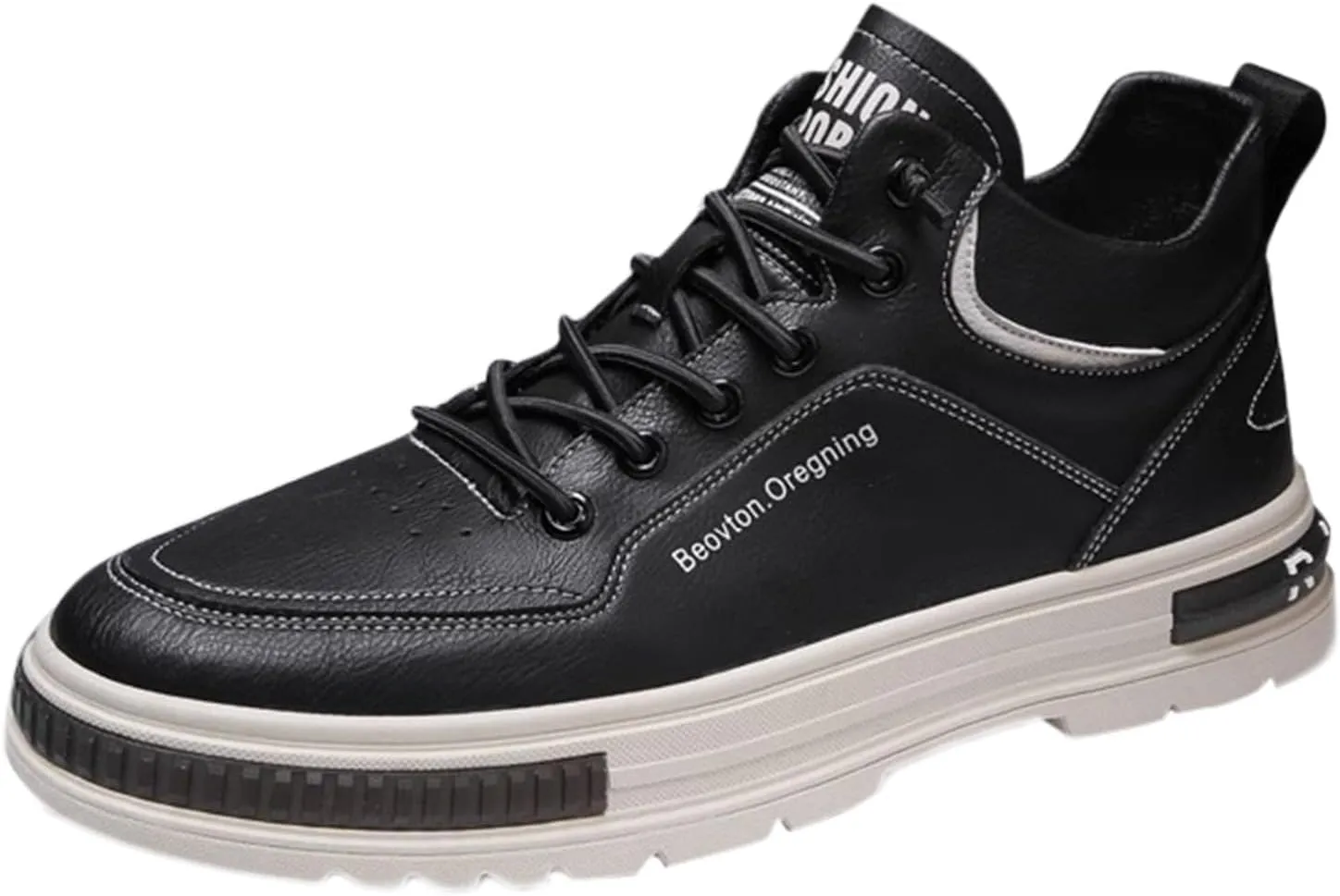 Slip on Walking Shoes Men Comfortable PU Leather Memory Foam Breathable Fashion Sneakers Non Slip Arch Support Cushioning Training Gym Shoes Wide Width