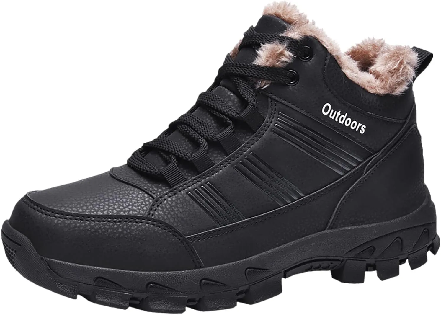Snow Boots for Men Warm Furry Lined Footwear Waterproof Outdoor Lightweight Winter Boots Non-slip Lace Up Ankle Boots for Cold Weather Hiking Boot Trekking Boots
