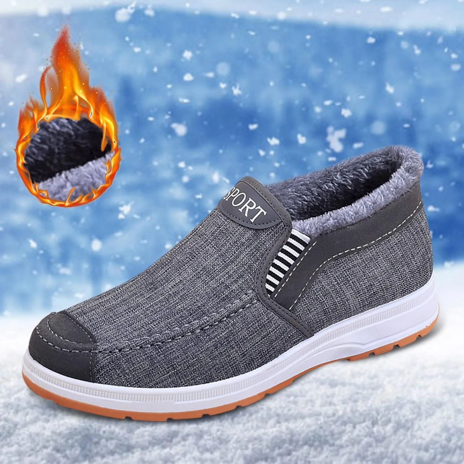 Snow Boots for Men Warm Lined Footwear Waterproof Outdoor Lightweight Winter Boots Slip on Ankle Booties Non-slip Hiking Boot Trekking Boots