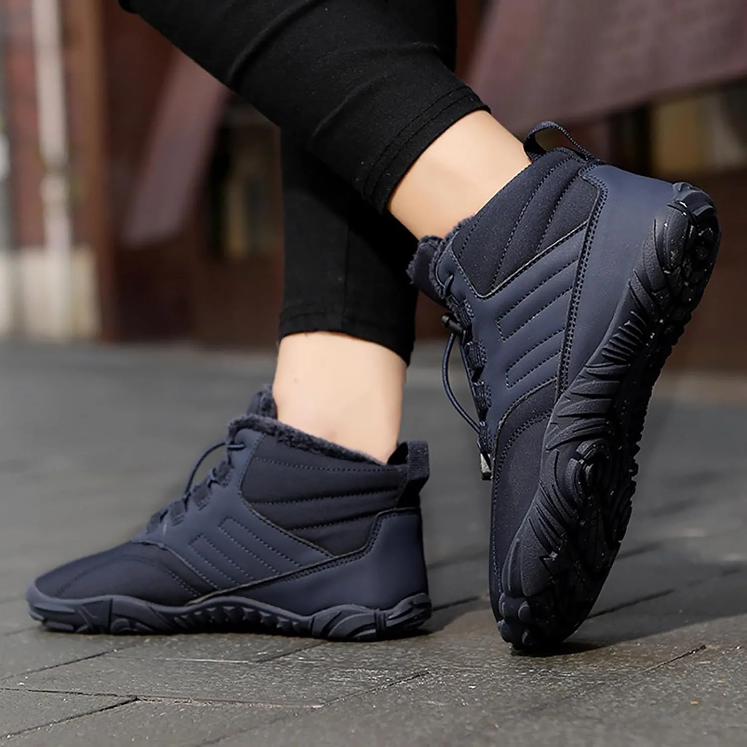 Snow Boots for Men Waterproof Winter Boots Lace Up Non Slip Warm Fur Booties Winter Casual Slip on Ankle Boots Comfortable Winter Shoes Trekking Hiking Boots