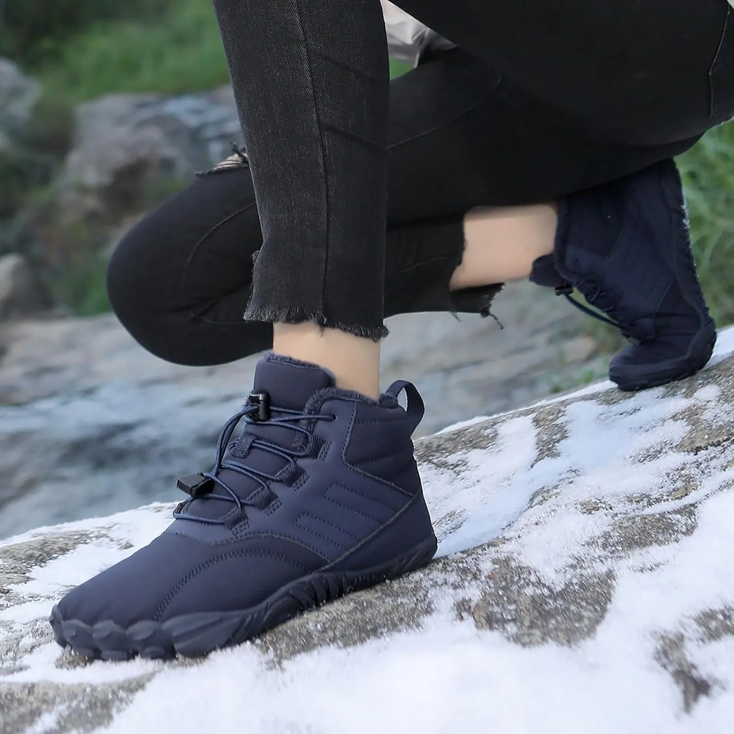 Snow Boots for Men Waterproof Winter Boots Lace Up Non Slip Warm Fur Booties Winter Casual Slip on Ankle Boots Comfortable Winter Shoes Trekking Hiking Boots