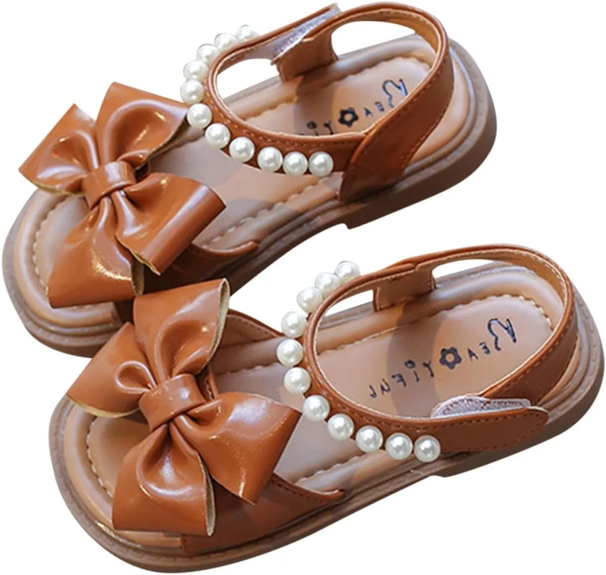 Toddler Girl Sandals - Cute Flower Girls Dress Shoes Open Toe Little Kid Summer Flats Dressy Footwear