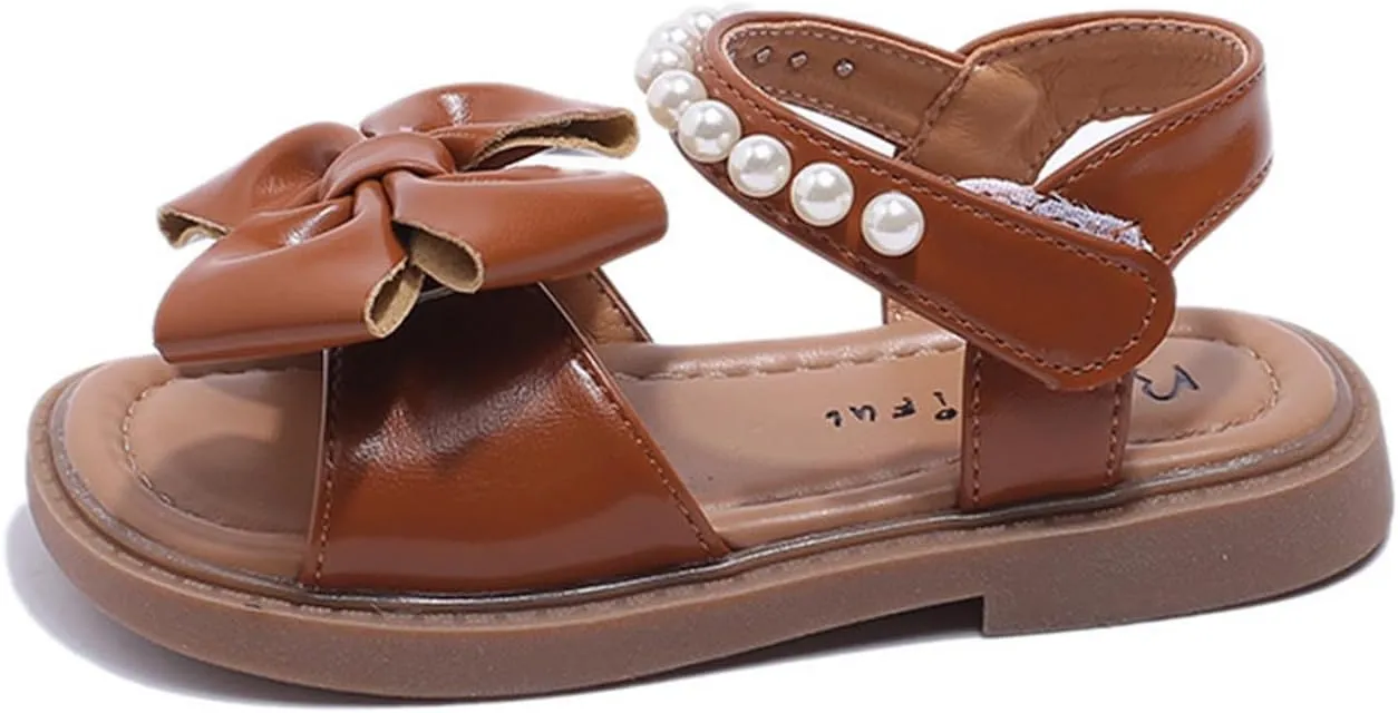 Toddler Girl Sandals - Cute Flower Girls Dress Shoes Open Toe Little Kid Summer Flats Dressy Footwear