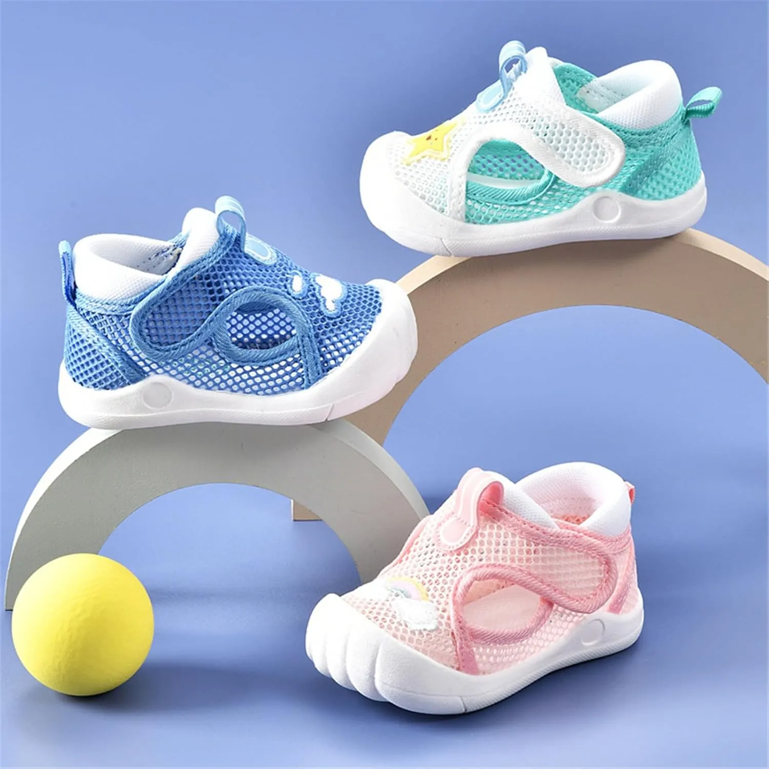 Toddler Girls Mesh Sandals Foam Soft Sole Hook And Loops Ankle Shoes Summer Casual Cute Funny Trendy Sneaker For Kids