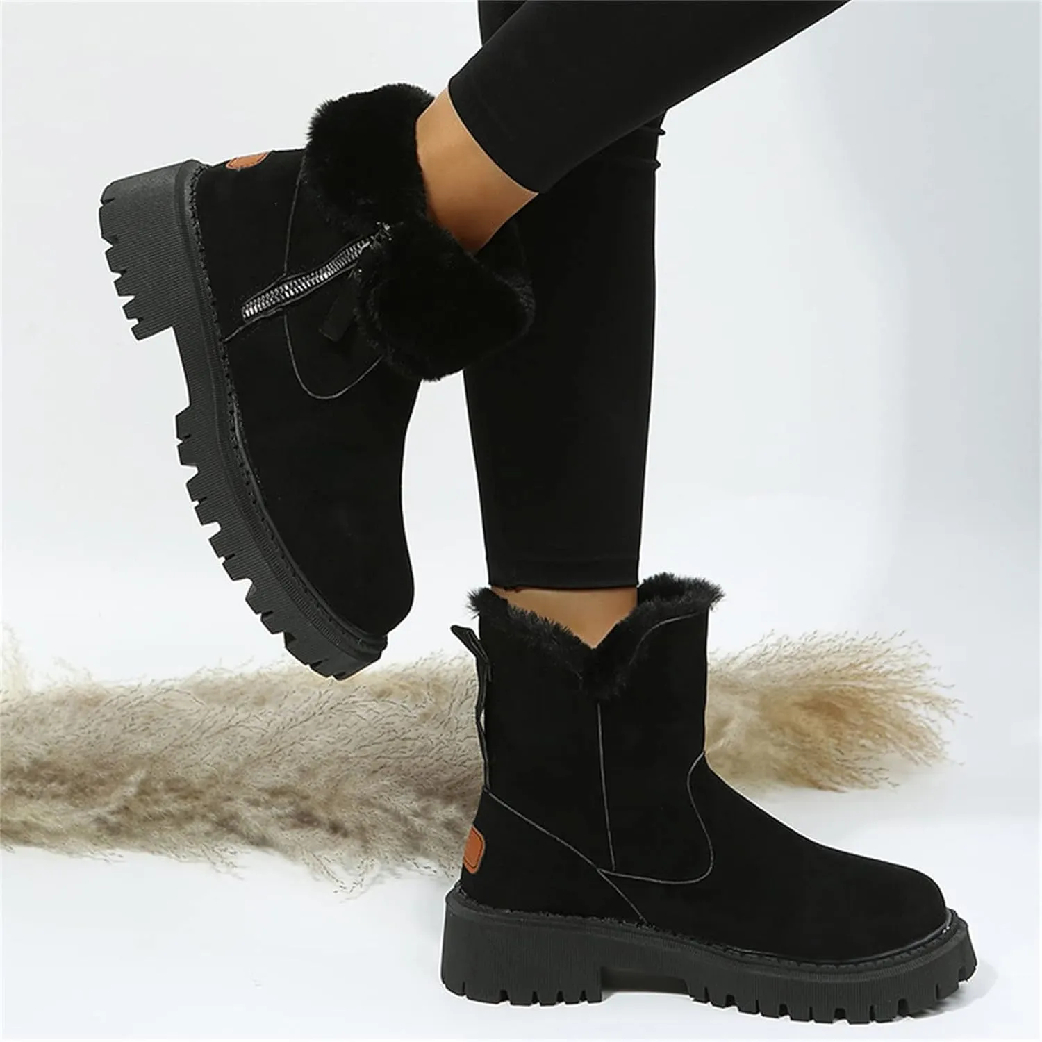Trending Winter Boots For Women 2024 Slip On Warm Snow Ankle Booties Fashion Fur Lined Outdoor Comfort Loafers Shoes