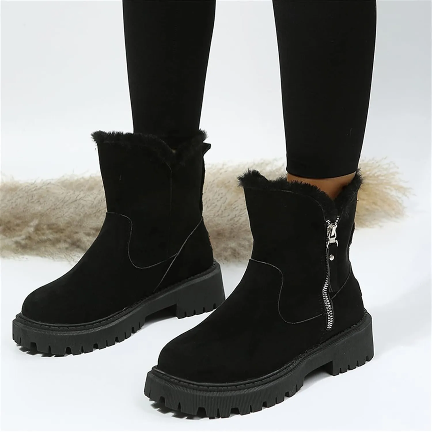 Trending Winter Boots For Women 2024 Slip On Warm Snow Ankle Booties Fashion Fur Lined Outdoor Comfort Loafers Shoes